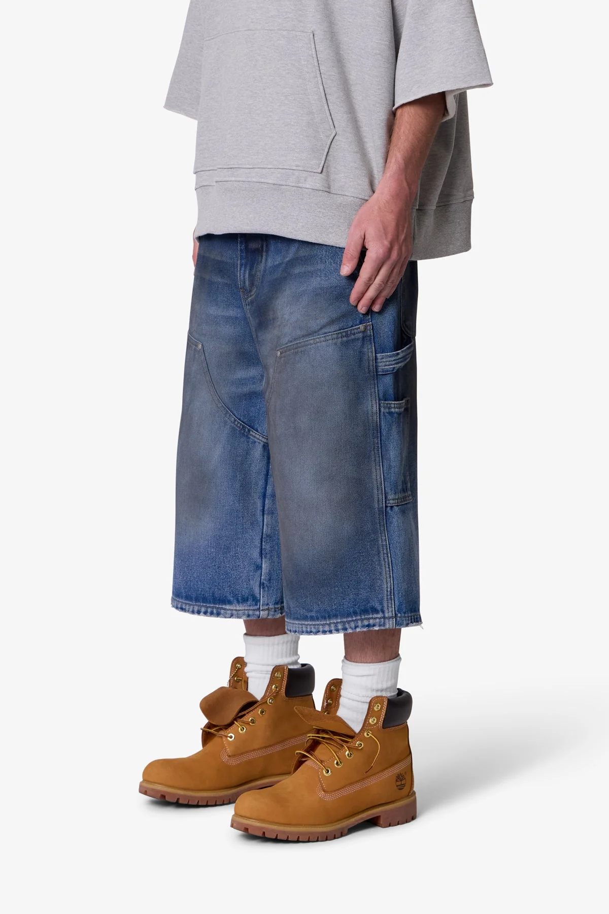 Ultra Baggy Carpenter Shorts - Washed Blue - Image 3