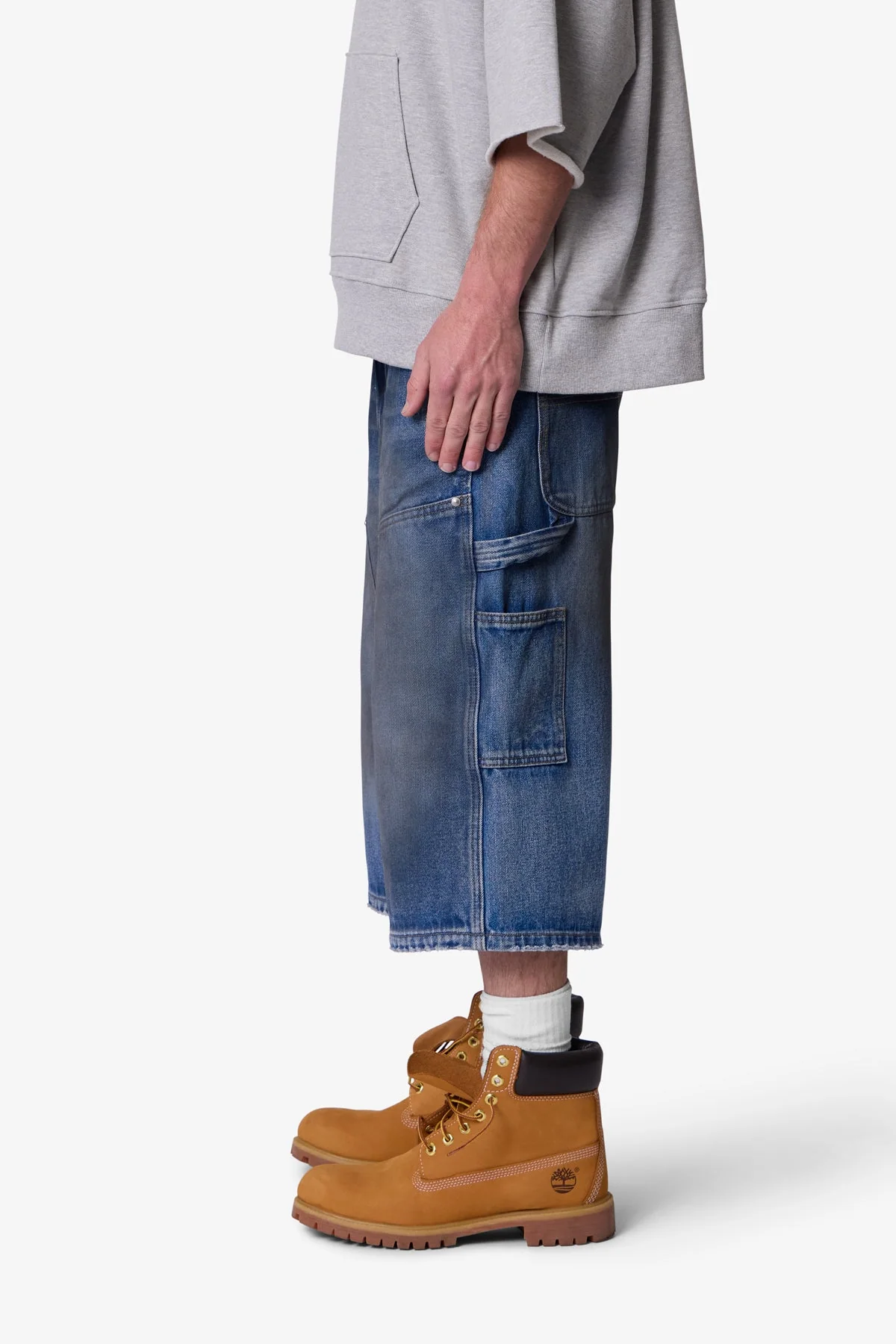 Ultra Baggy Carpenter Shorts - Washed Blue - Image 4