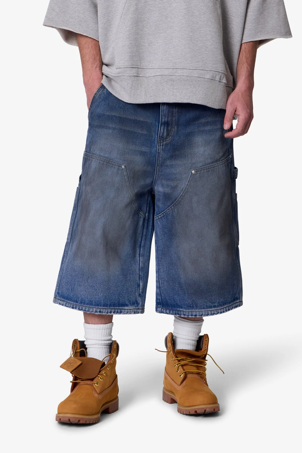 Ultra Baggy Carpenter Shorts - Washed Blue - Image 6