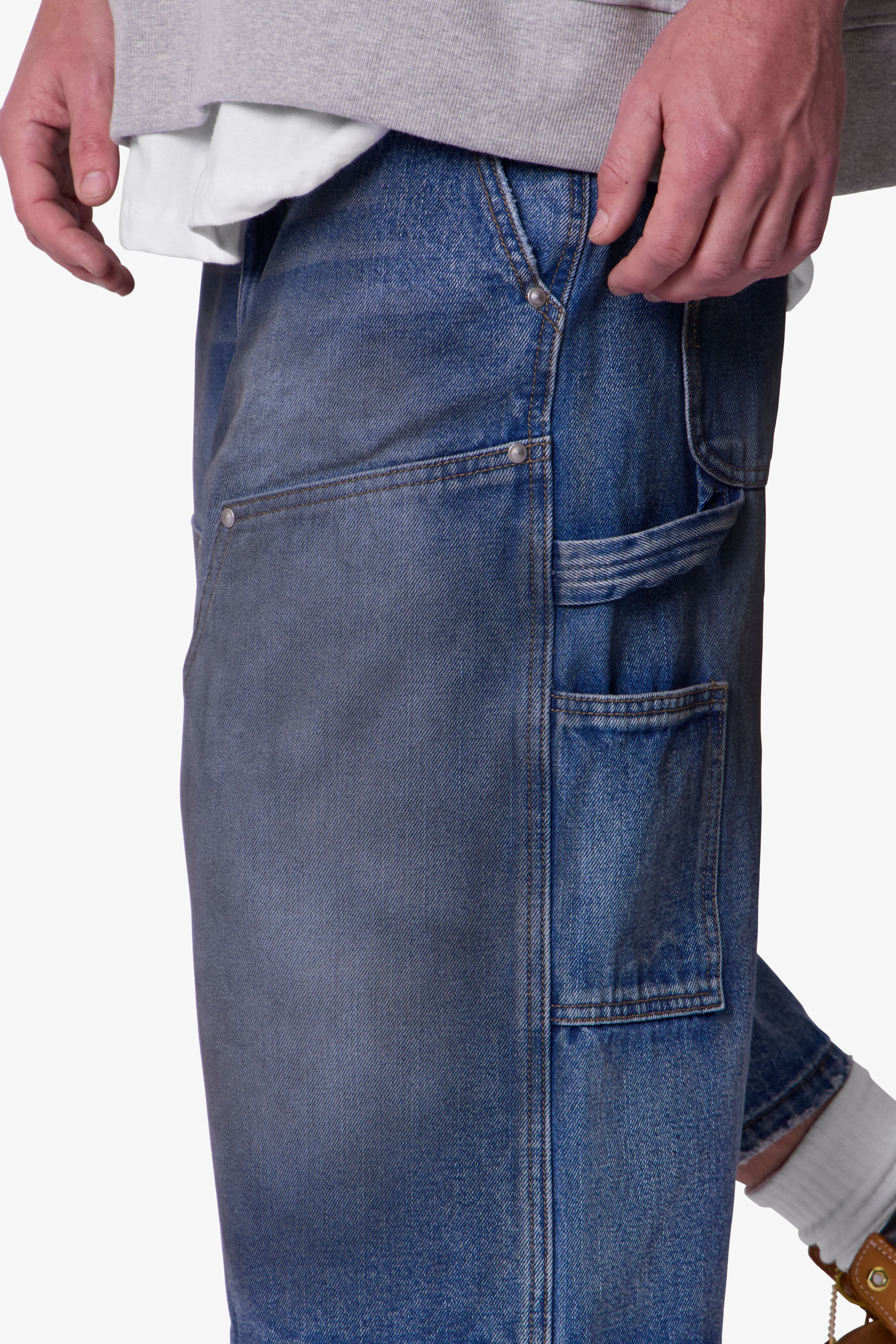 Ultra Baggy Carpenter Shorts - Washed Blue - Image 8