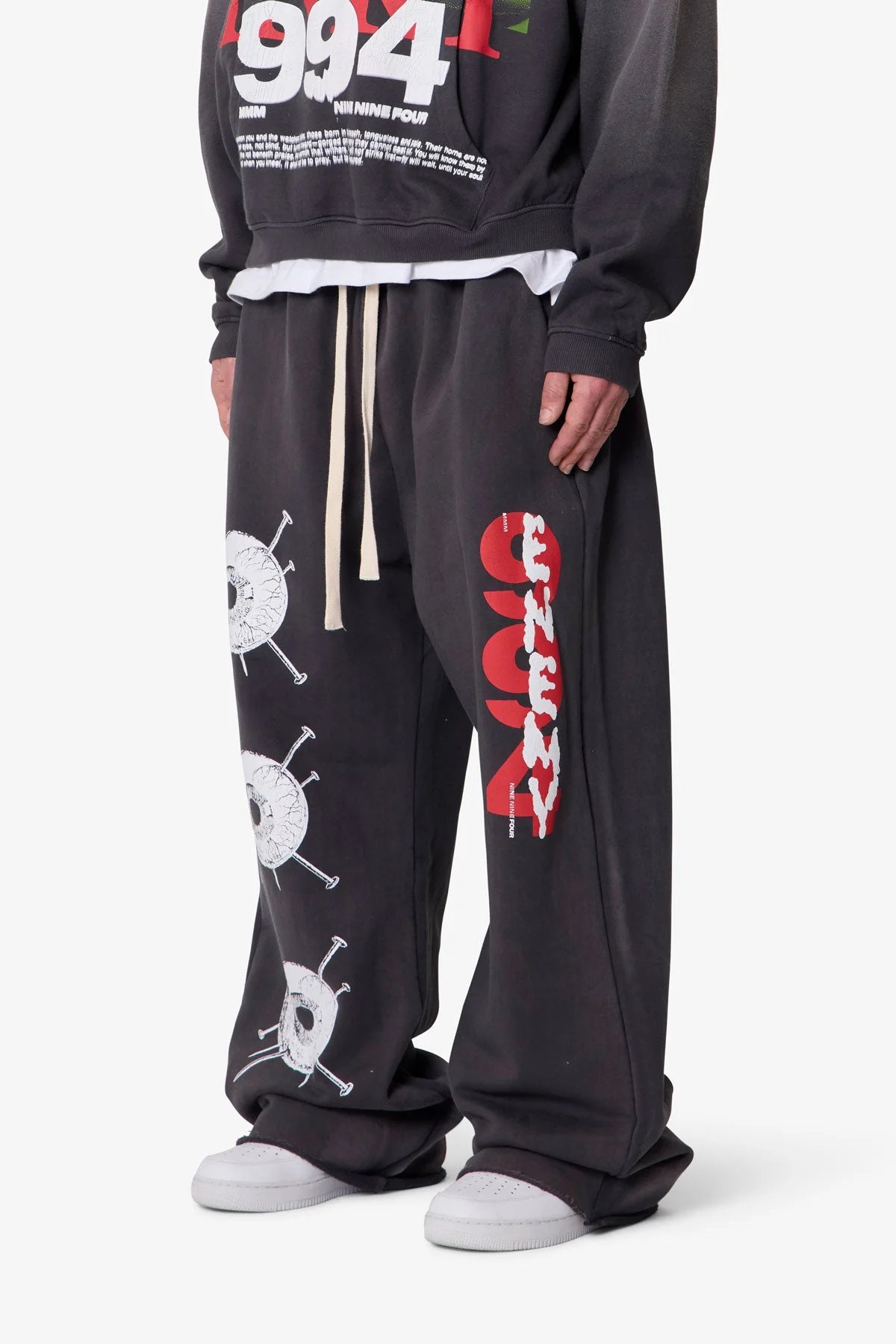 Ultra Baggy Enemy Sweatpants - Washed Black - Image 3