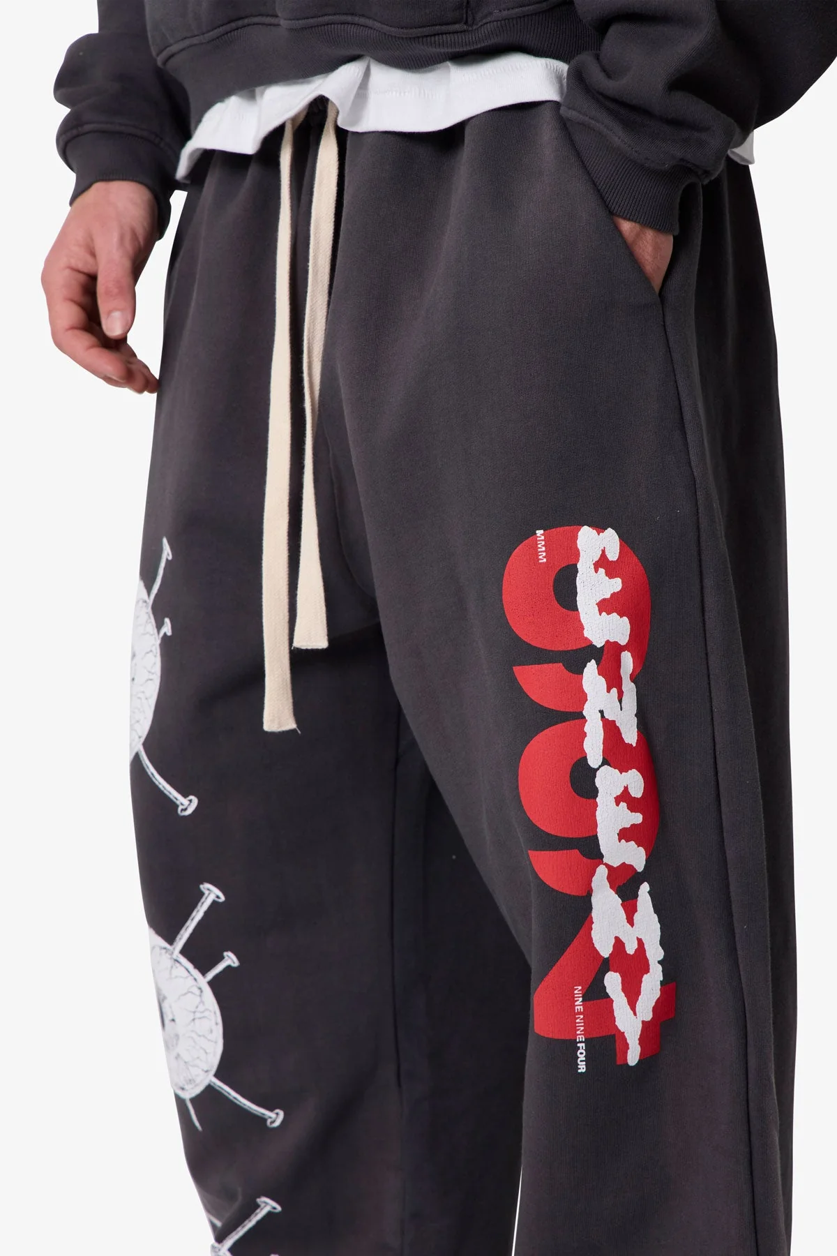 Ultra Baggy Enemy Sweatpants - Washed Black - Image 7