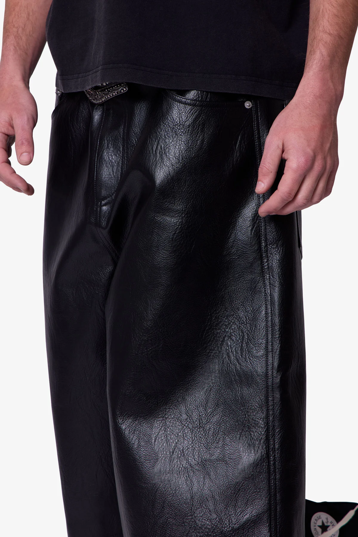 Ultra Baggy Leather Shorts - Black - Image 8