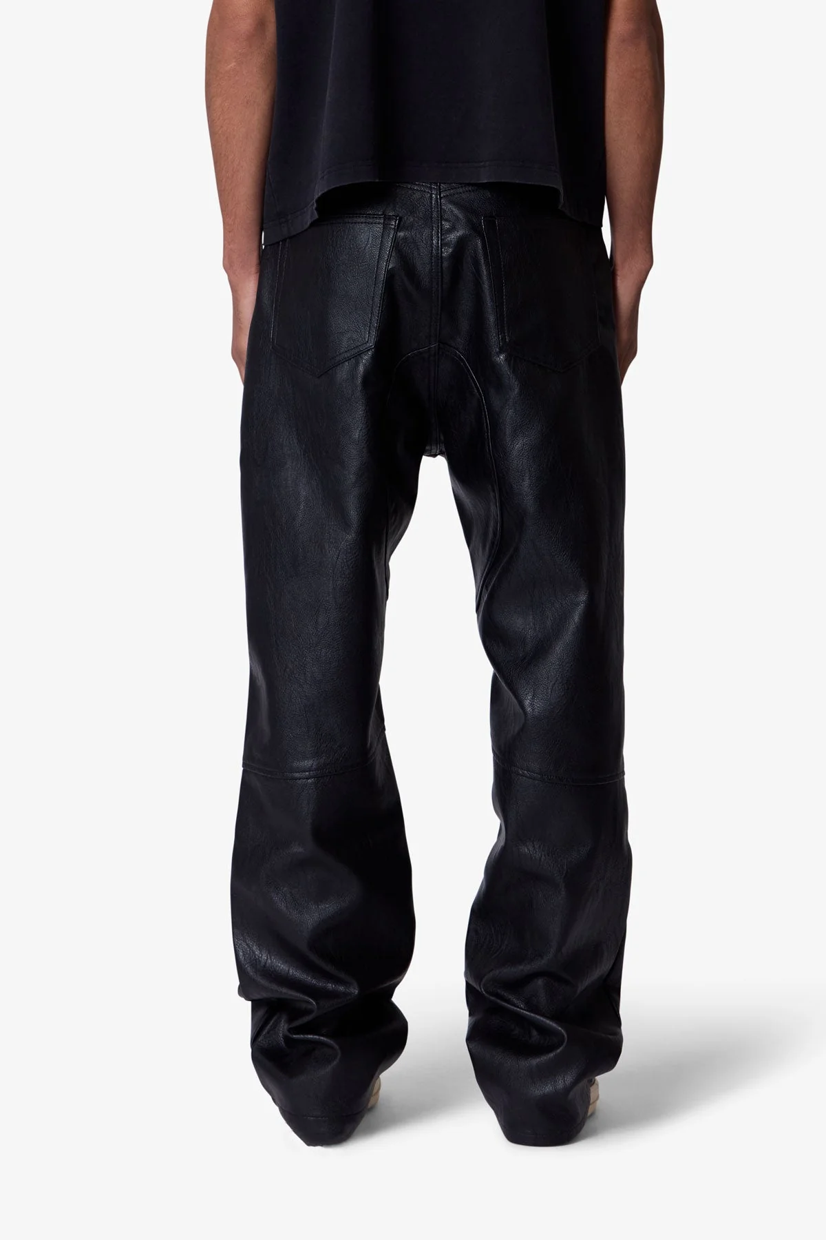 Ultra Baggy Paneled Leather Pants - Black - Image 5