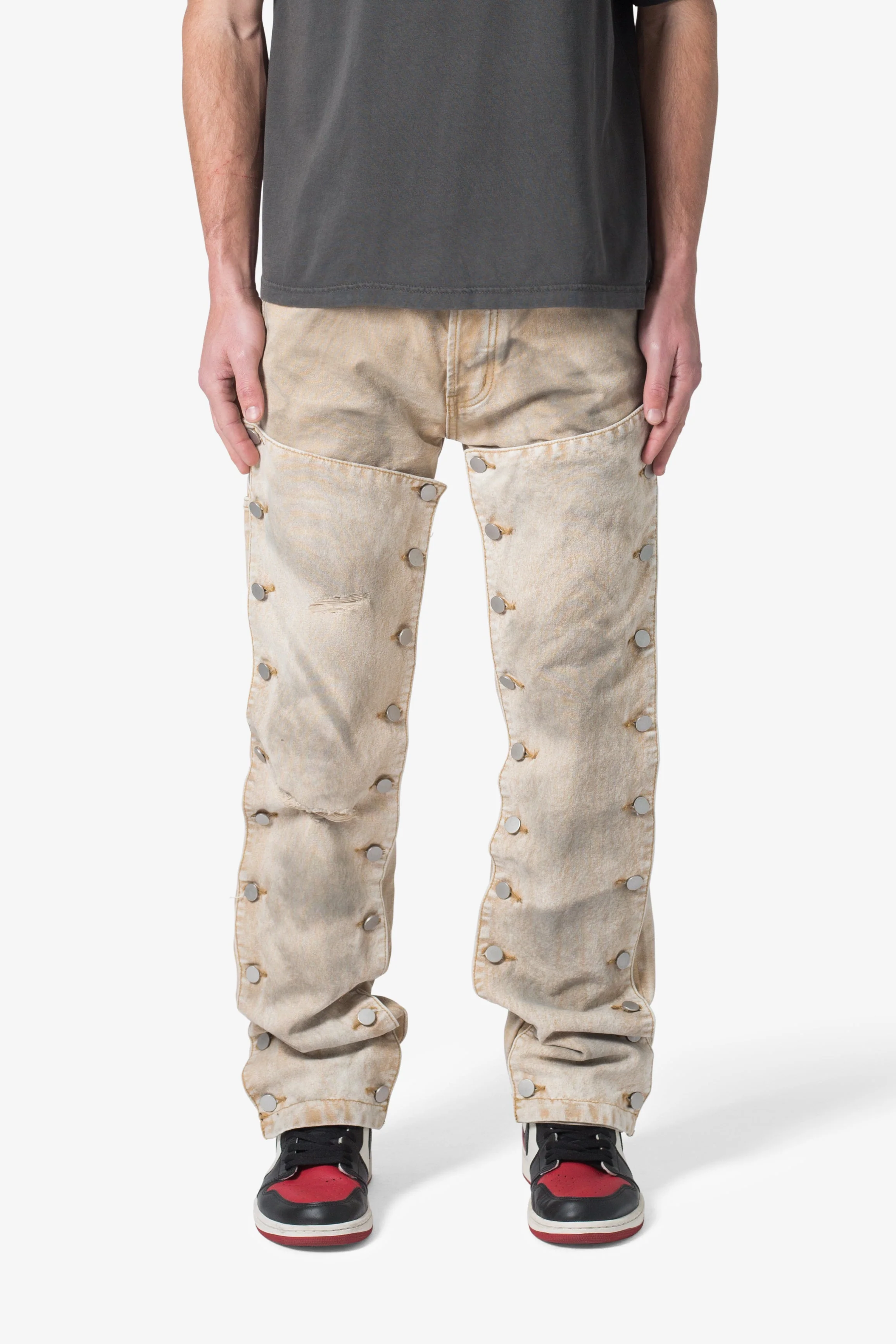 V624 Snap Off Baggy Pants - Brown - Image 3