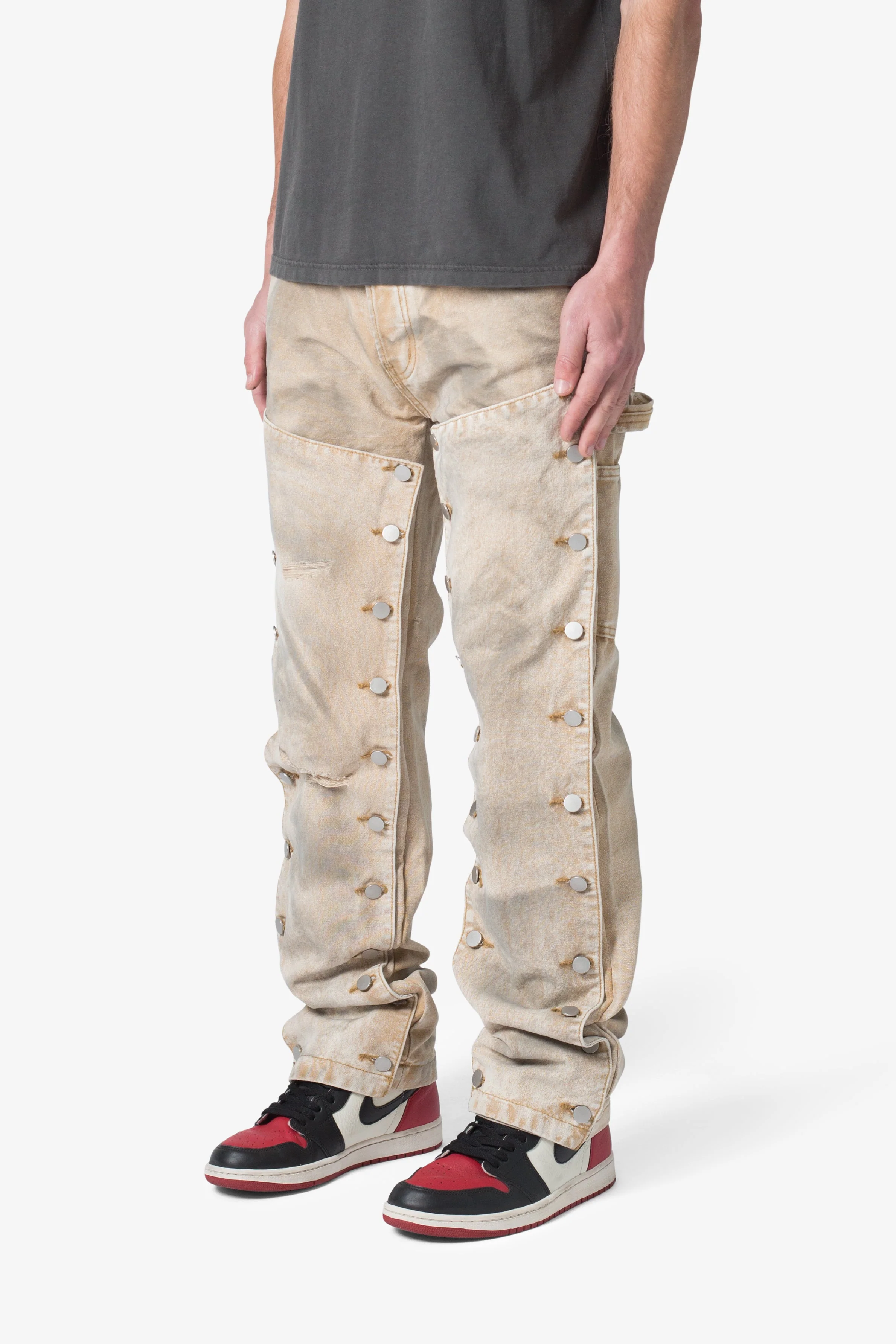 V624 Snap Off Baggy Pants - Brown - Image 4