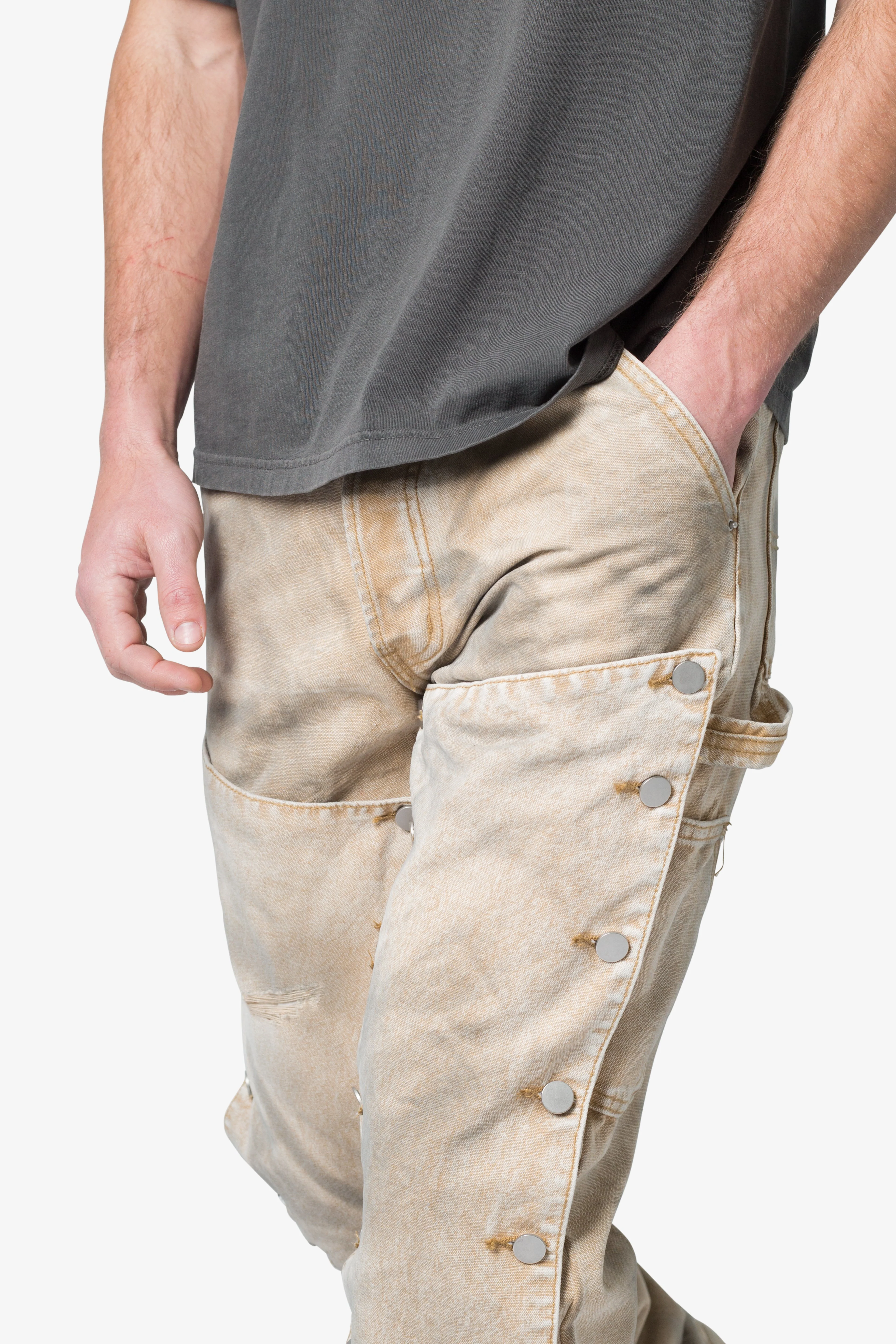 V624 Snap Off Baggy Pants - Brown - Image 7