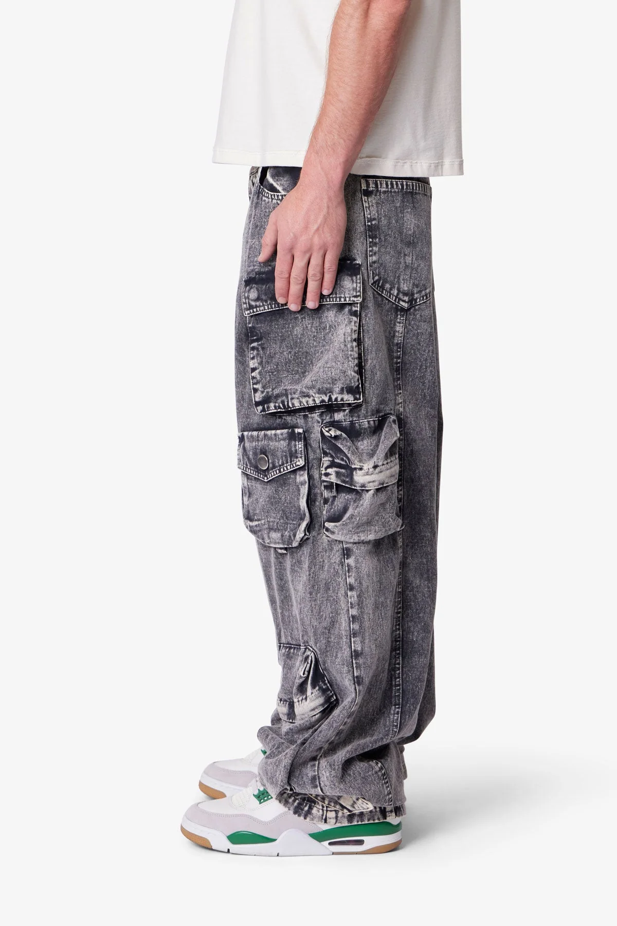 Washed Barrel Cargo Pants - Washed Black - Image 4