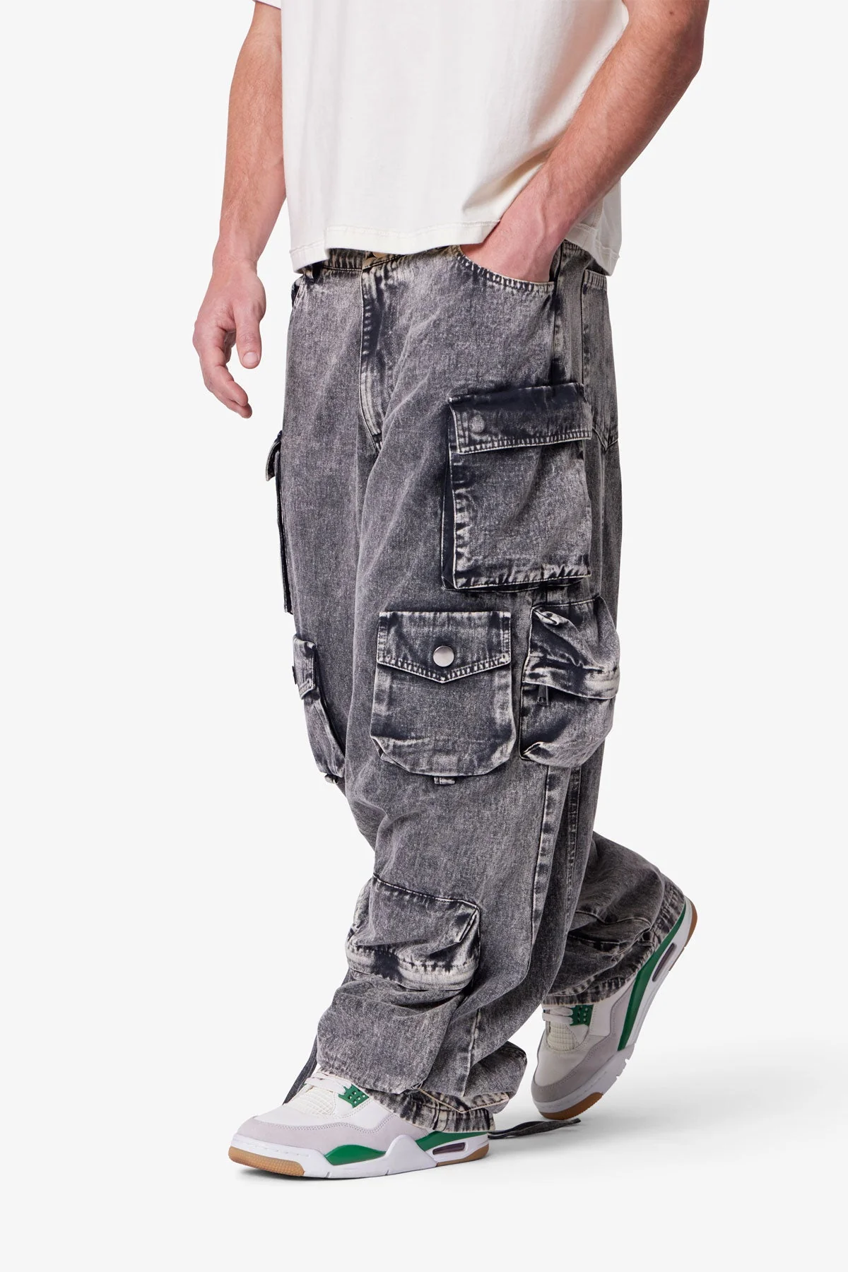 Washed Barrel Cargo Pants - Washed Black - Image 6