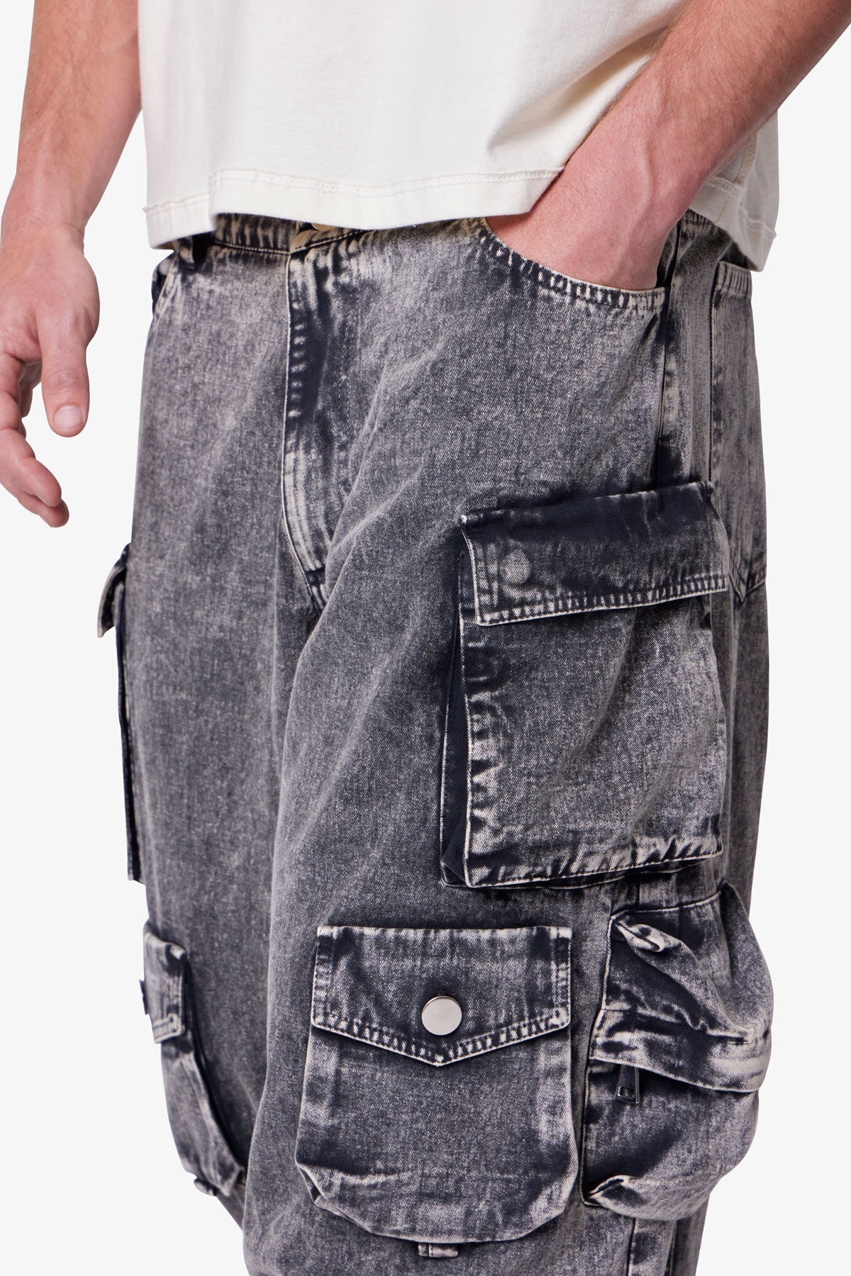 Washed Barrel Cargo Pants - Washed Black - Image 7