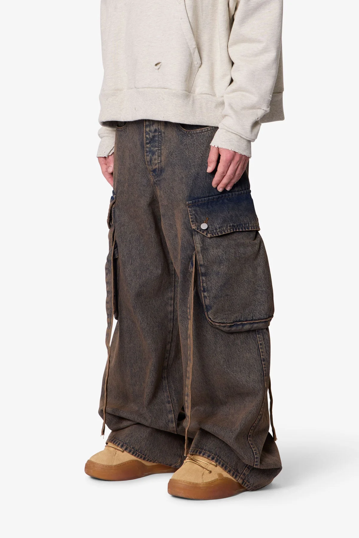 Washed Cargo Pants - Washed Brown - Image 3