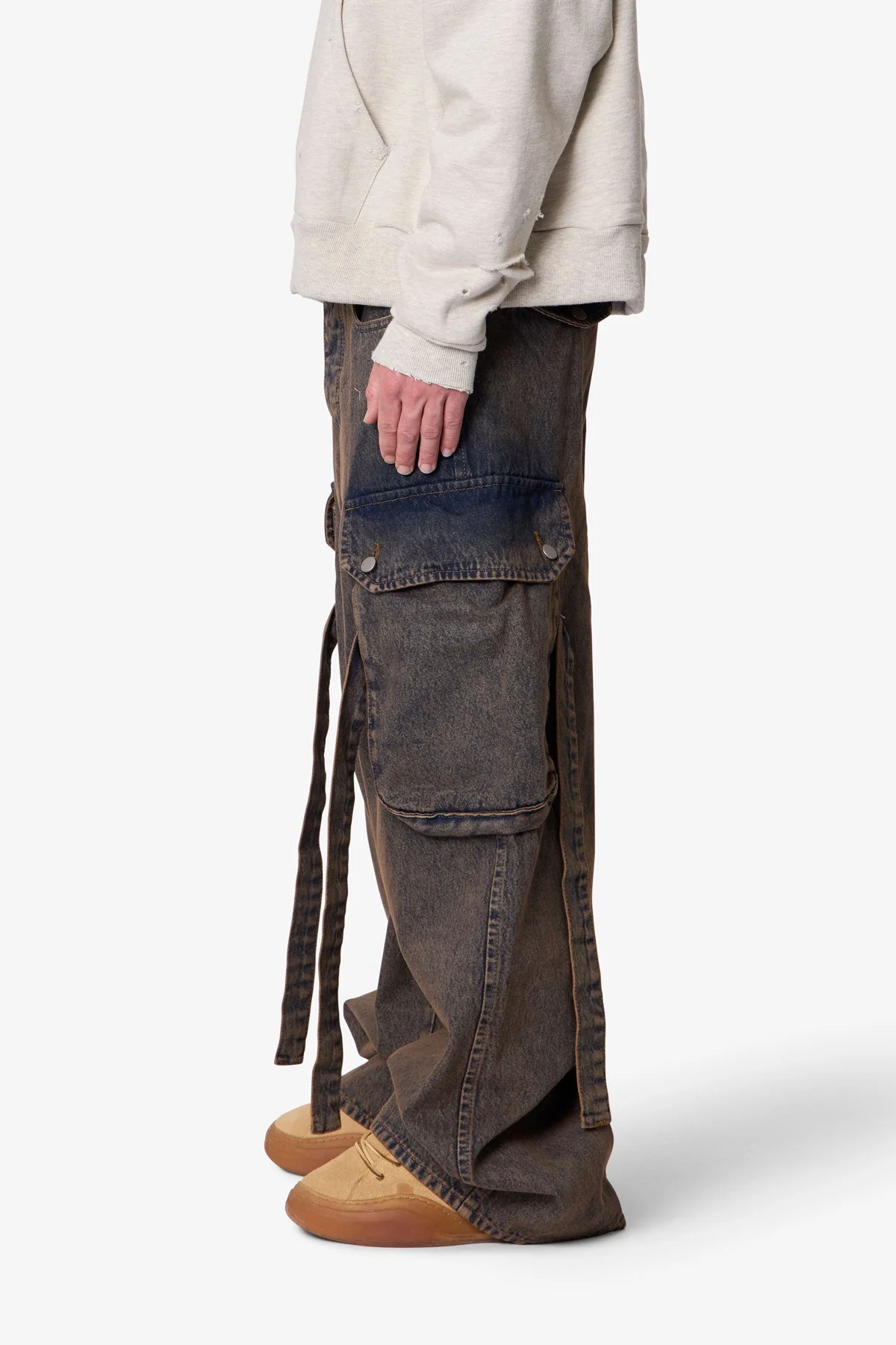 Washed Cargo Pants - Washed Brown - Image 4