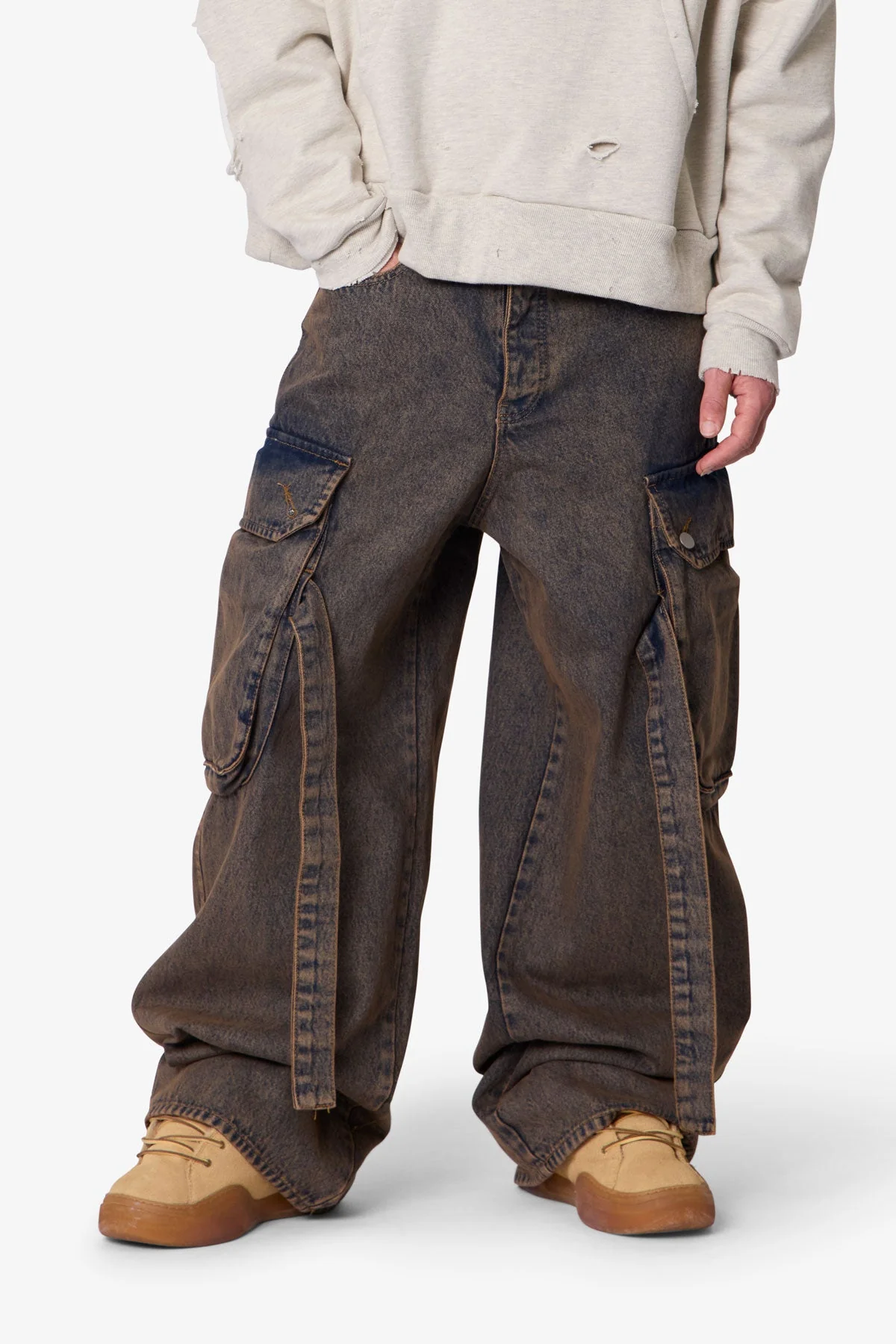 Washed Cargo Pants - Washed Brown - Image 6