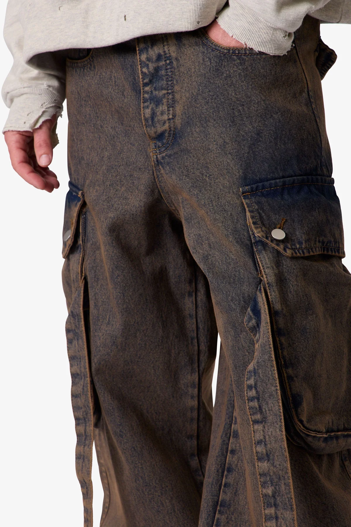 Washed Cargo Pants - Washed Brown - Image 7