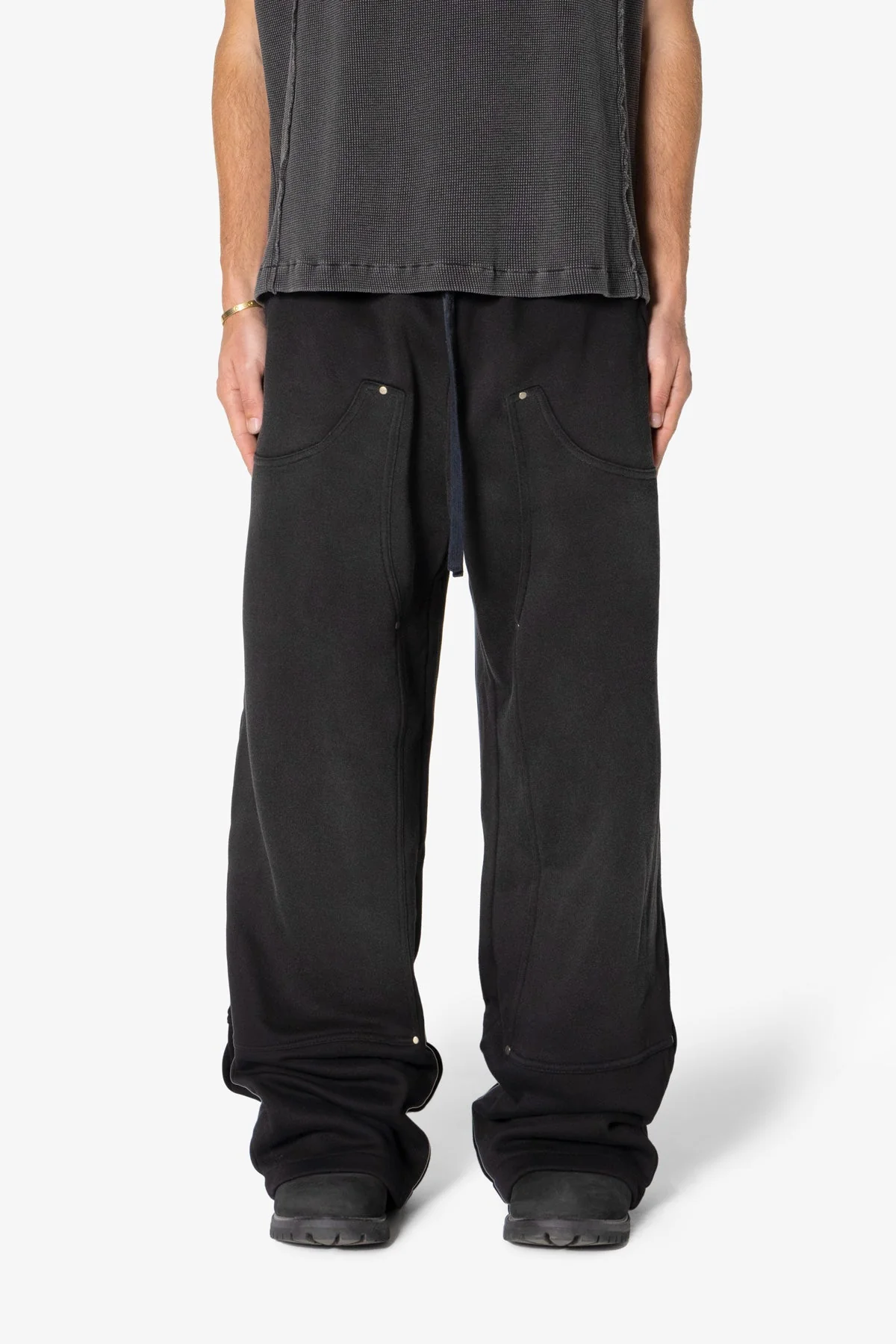 West Double Knee Sweatpants - Washed Black - Image 2