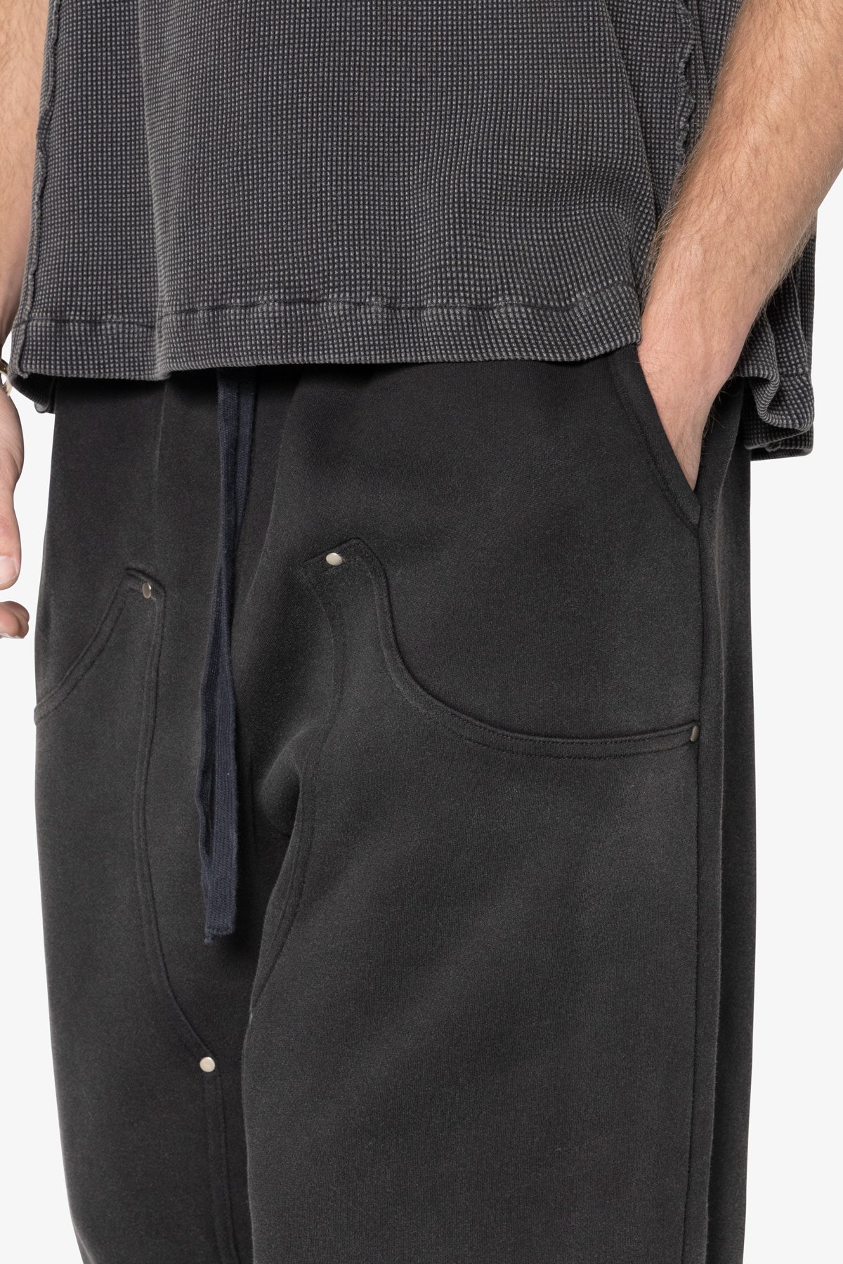 West Double Knee Sweatpants - Washed Black - Image 7