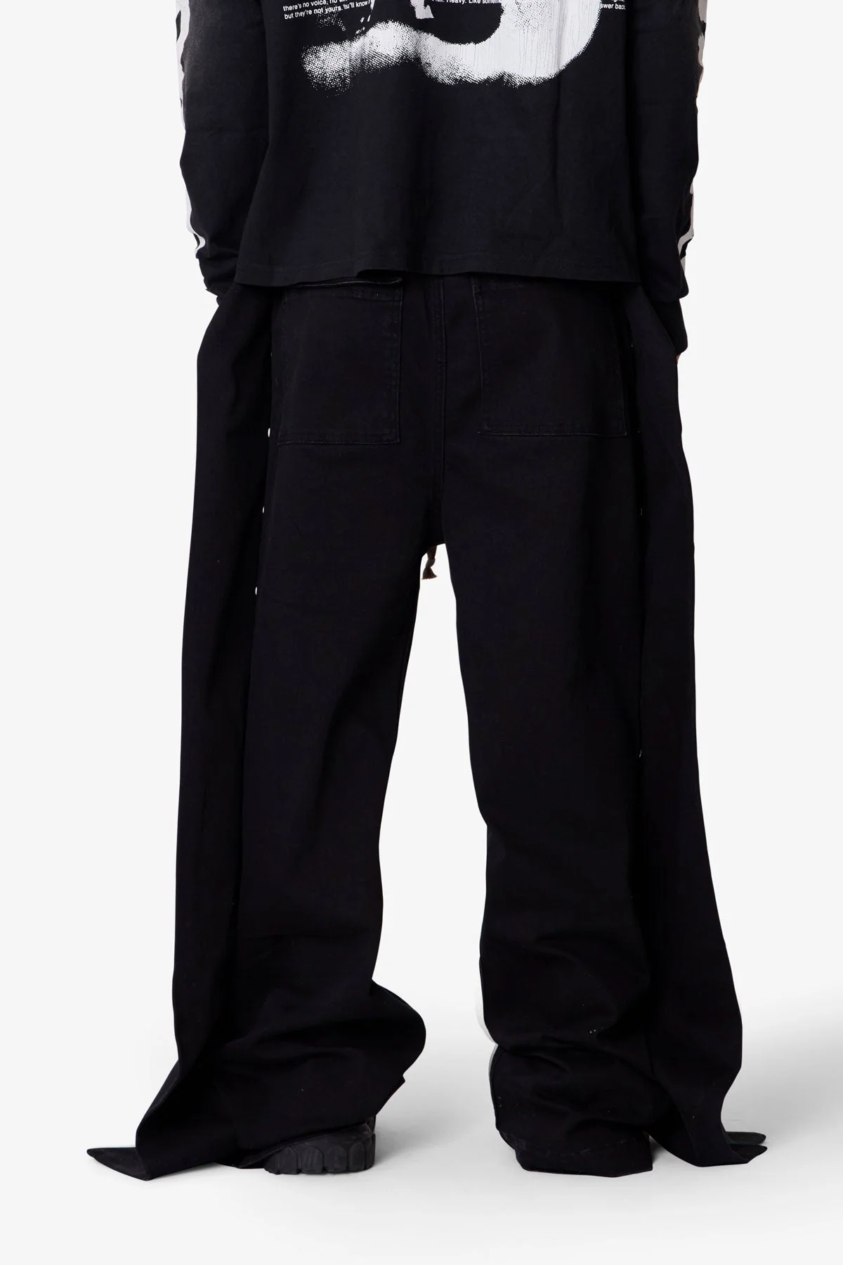 Wide Panel Side Snap Pants - Black - Image 5