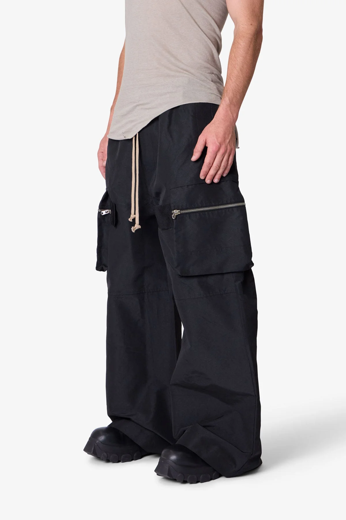 Zip Cargo Pocket Rave Pants - Black - Image 3