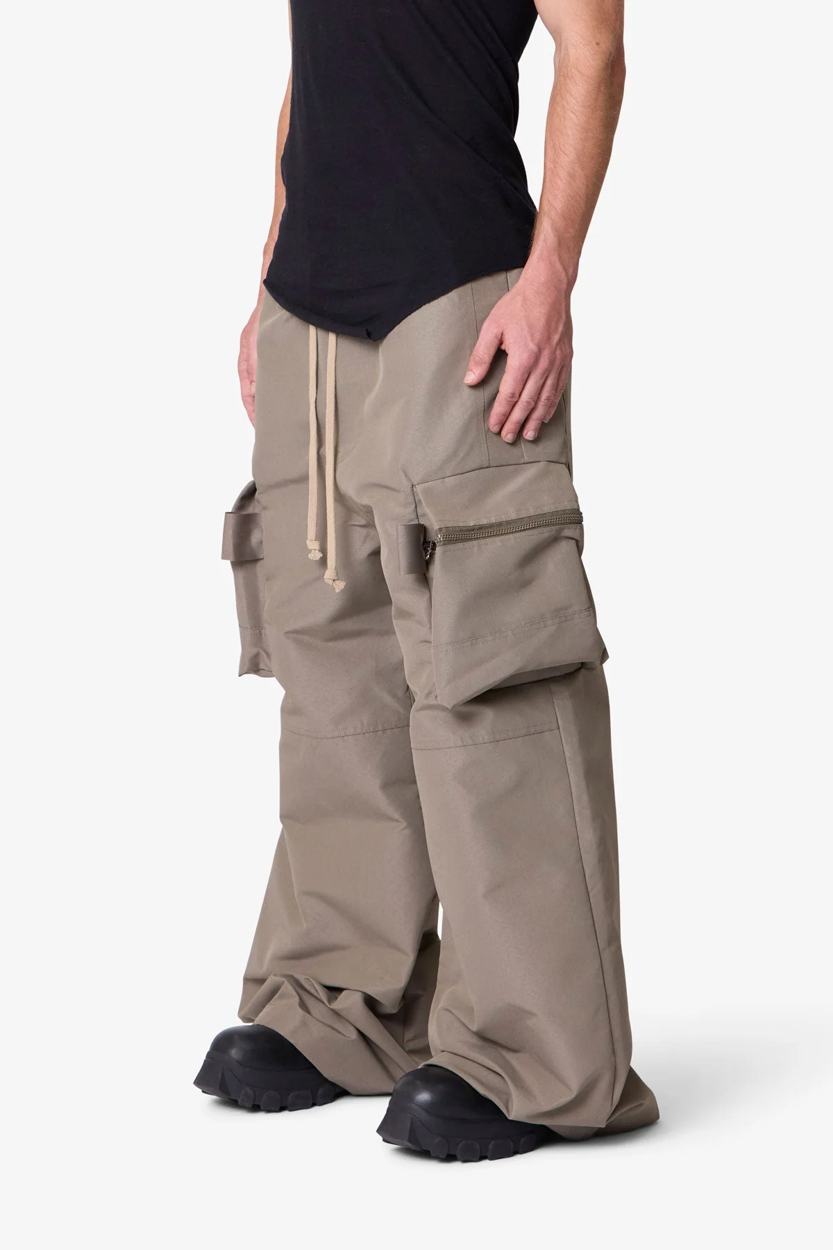 Zip Cargo Pocket Rave Pants - Tan - Image 3