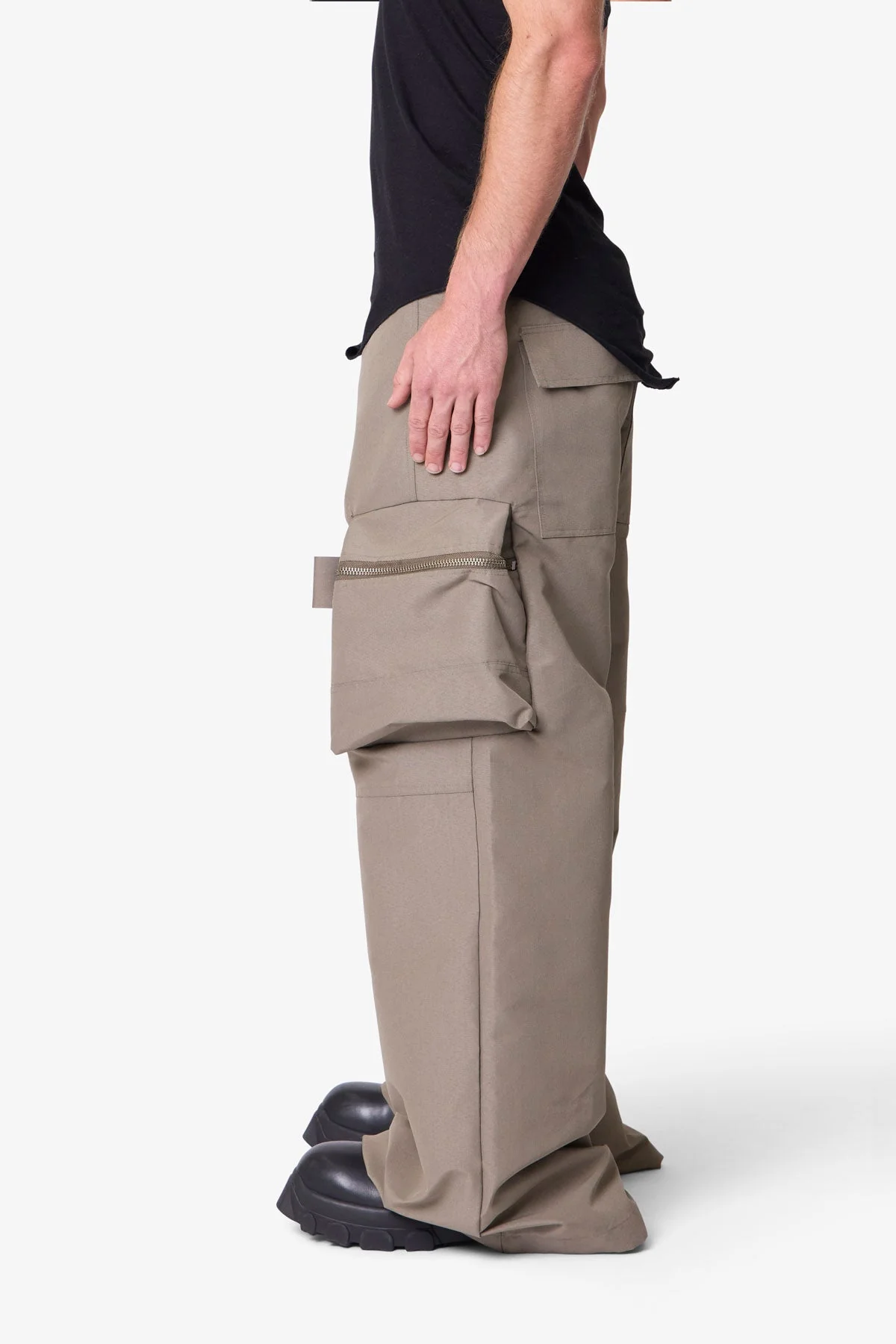 Zip Cargo Pocket Rave Pants - Tan - Image 4