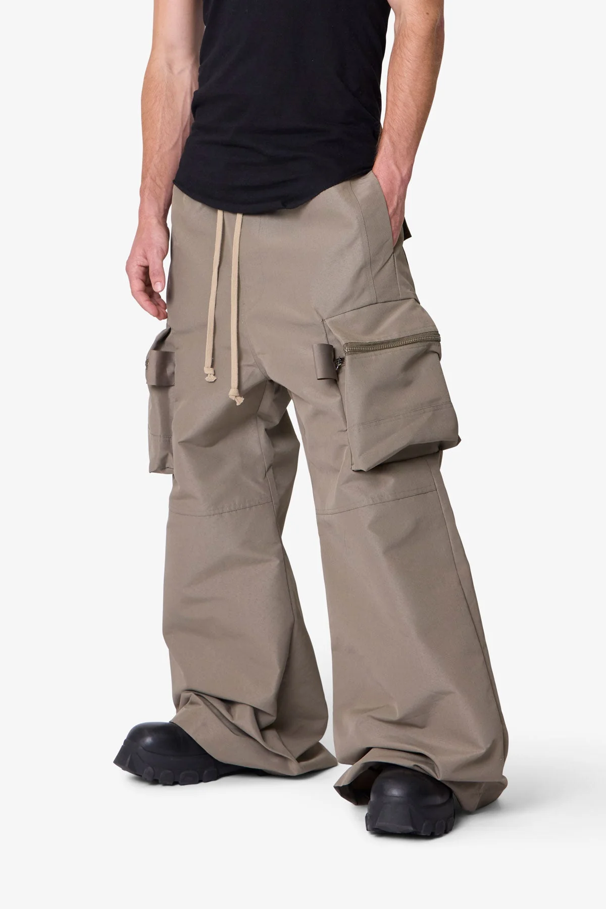 Zip Cargo Pocket Rave Pants - Tan - Image 6