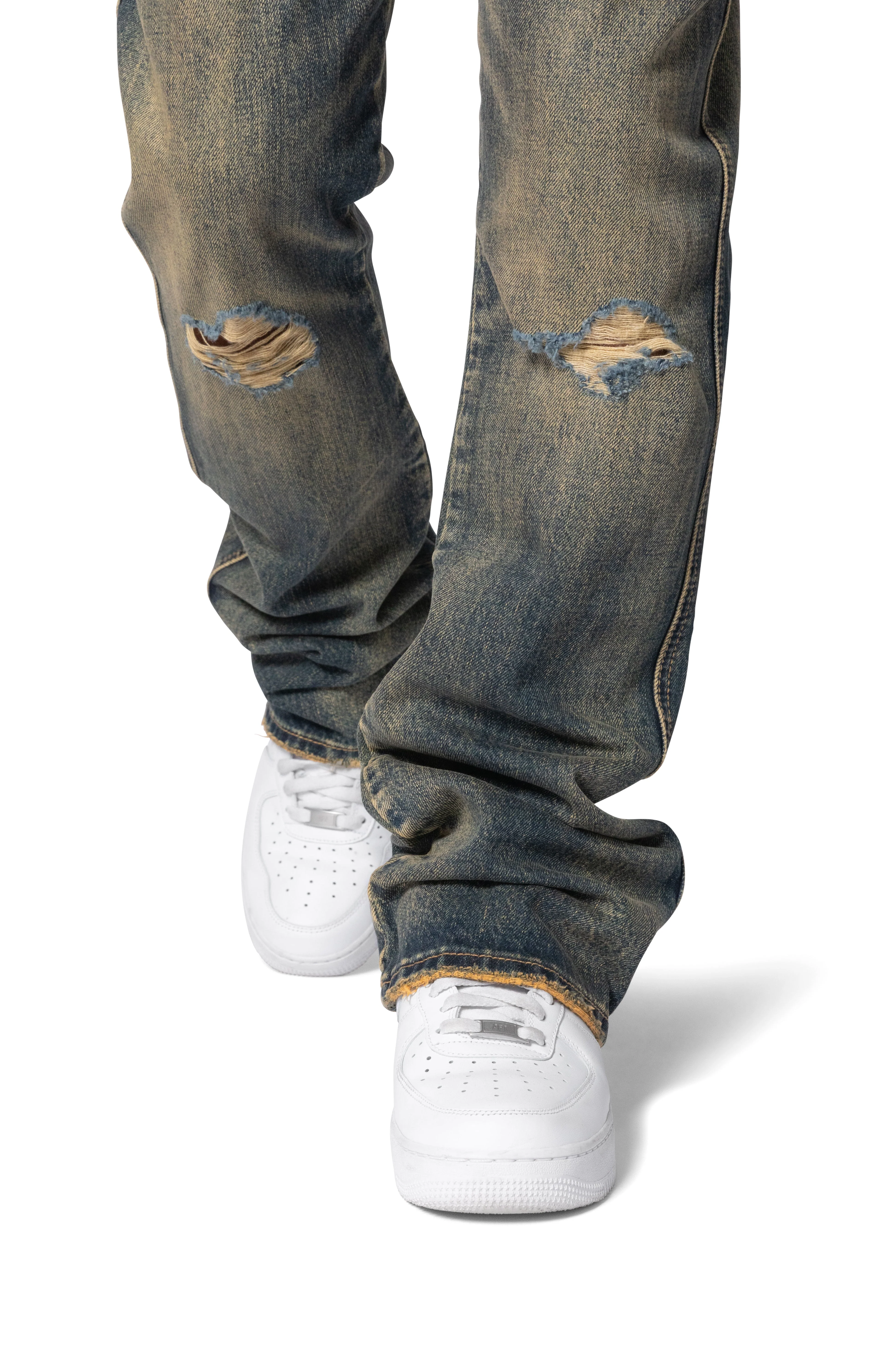 B384 Metal Eyelet Flare Denim - Rust - Image 8