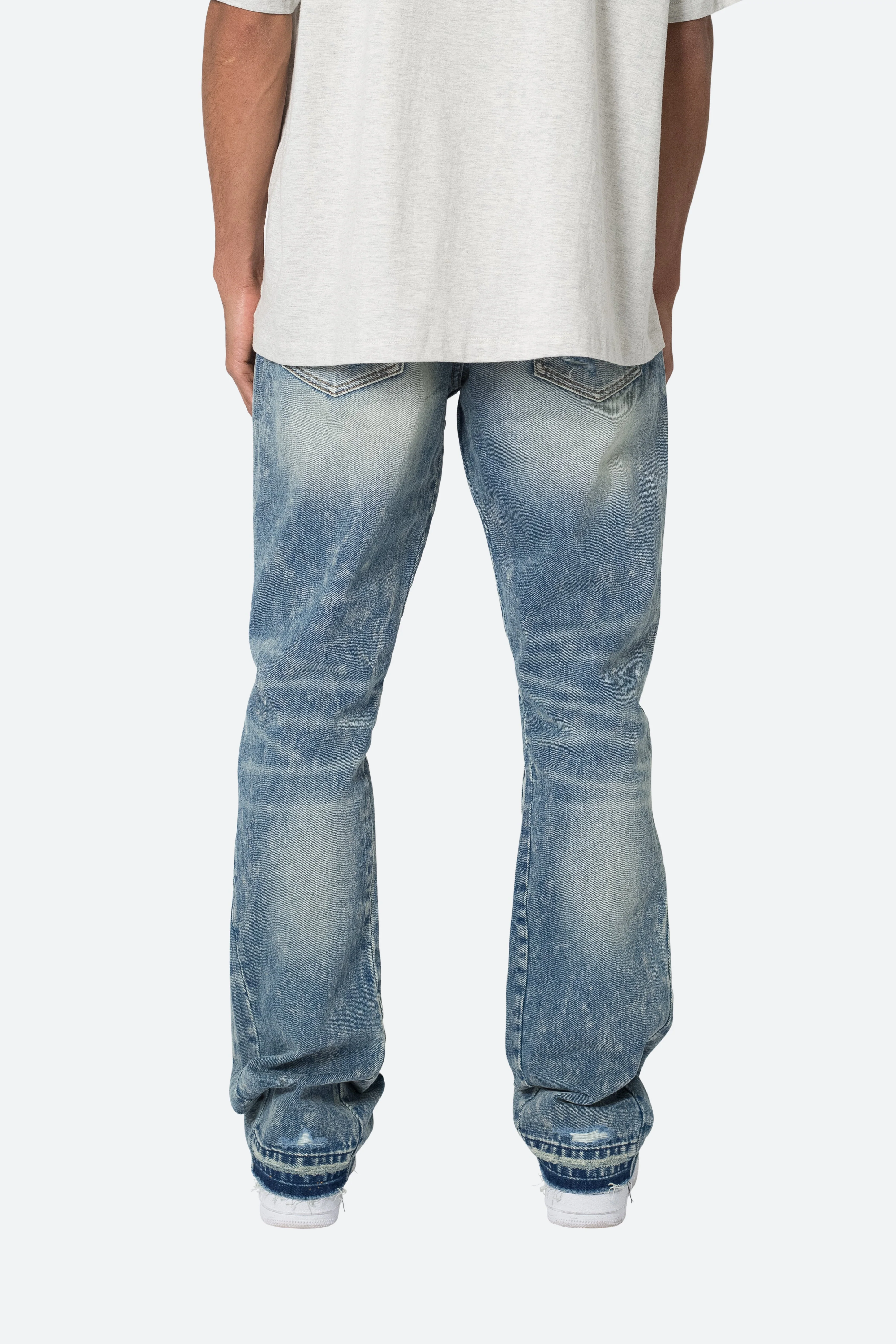 B615 Knee Hole Flare Denim - Blue - Image 6
