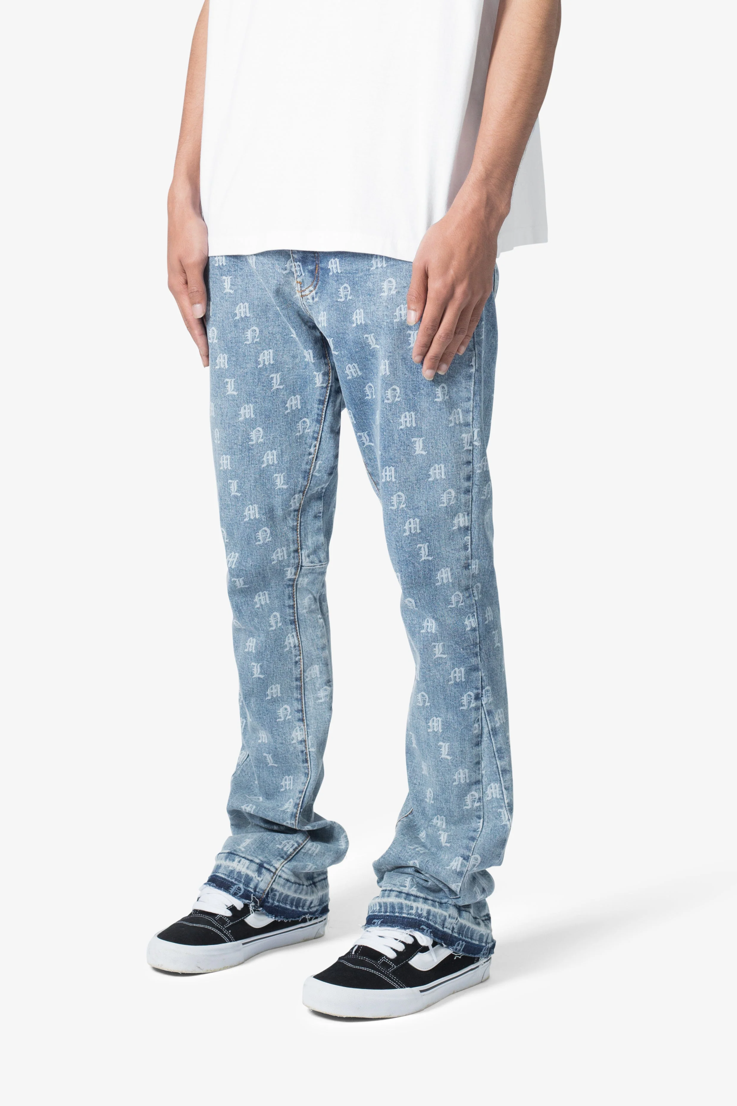 B639 Old English Flare Denim - Medium Blue - Image 3