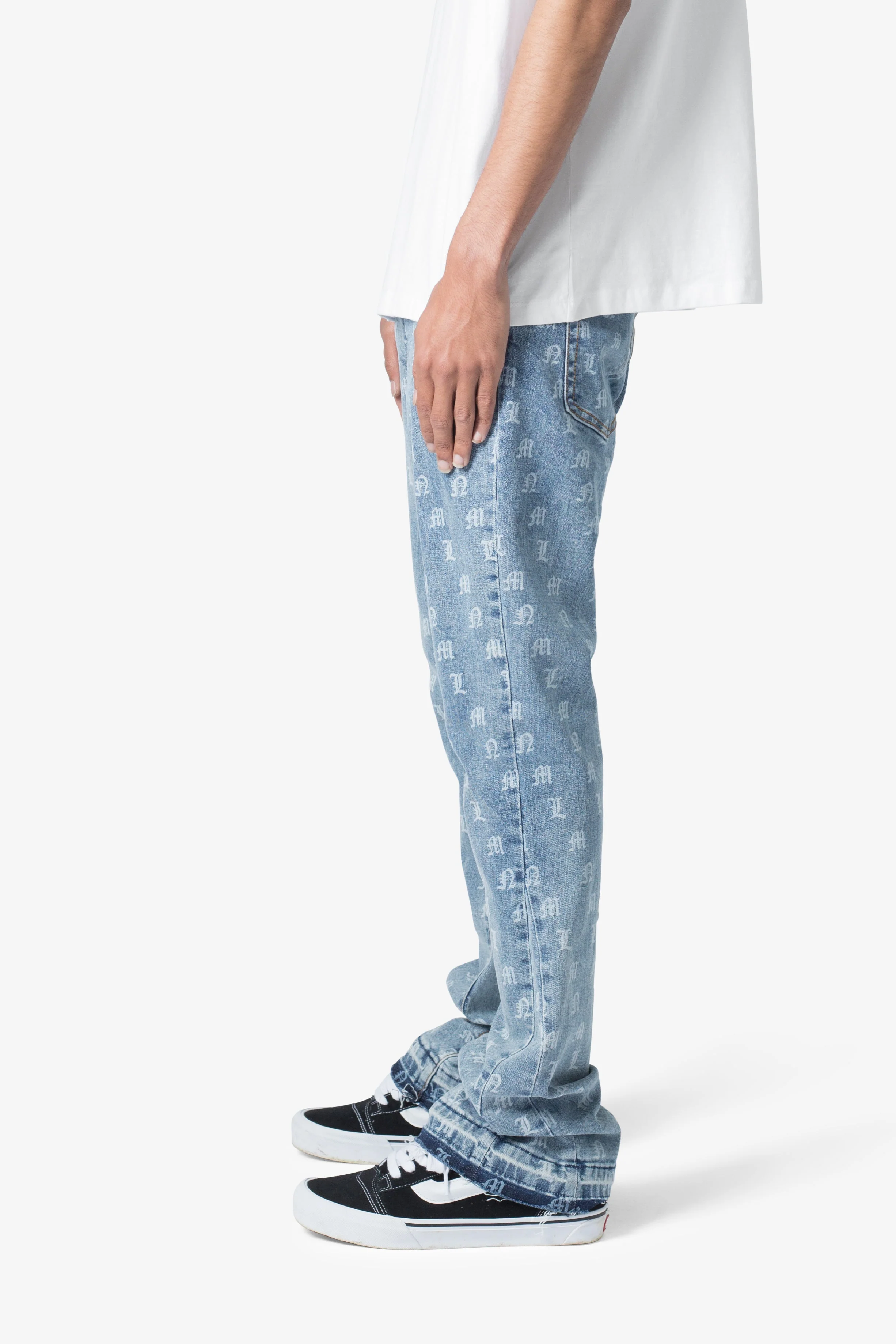 B639 Old English Flare Denim - Medium Blue - Image 4