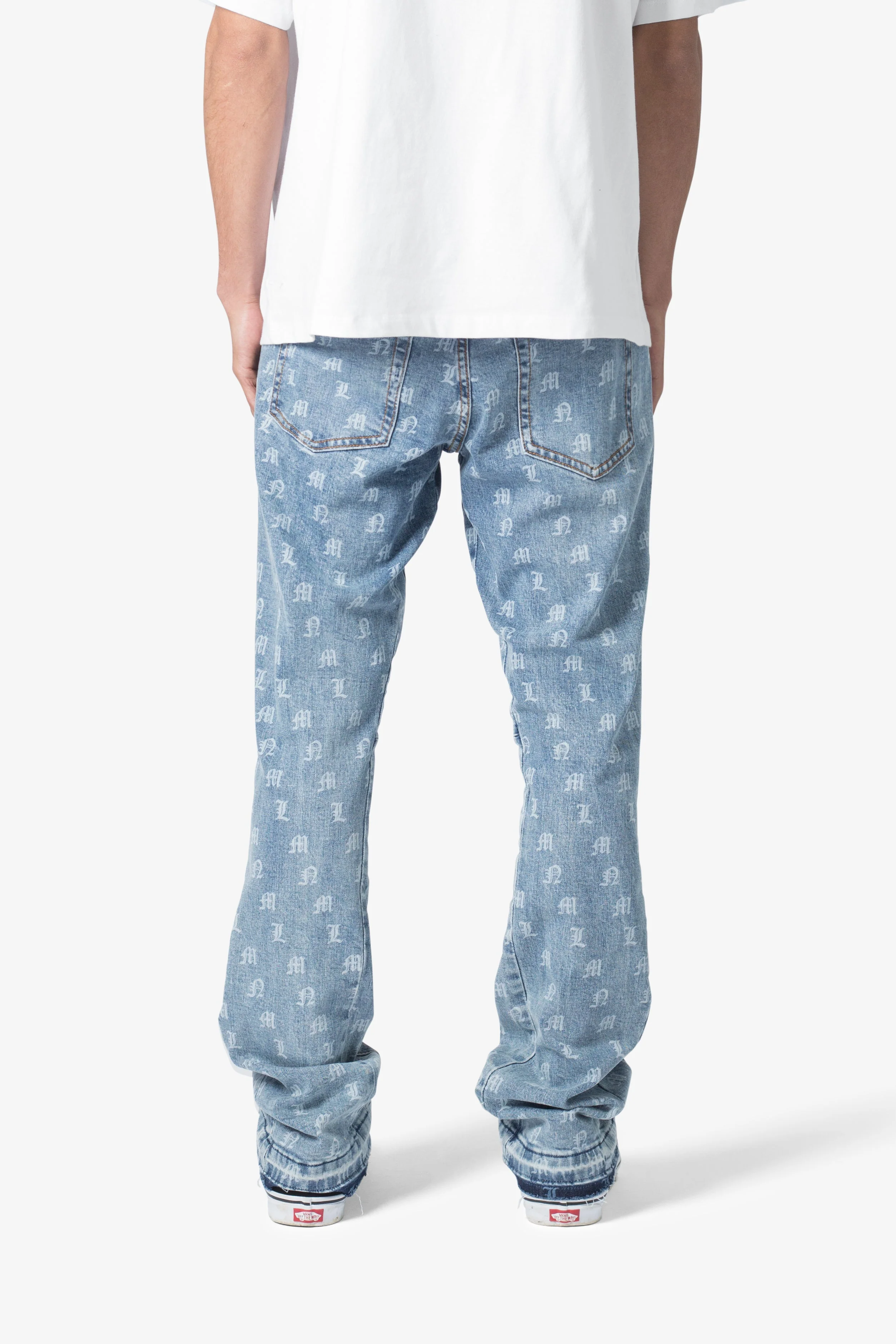B639 Old English Flare Denim - Medium Blue - Image 5