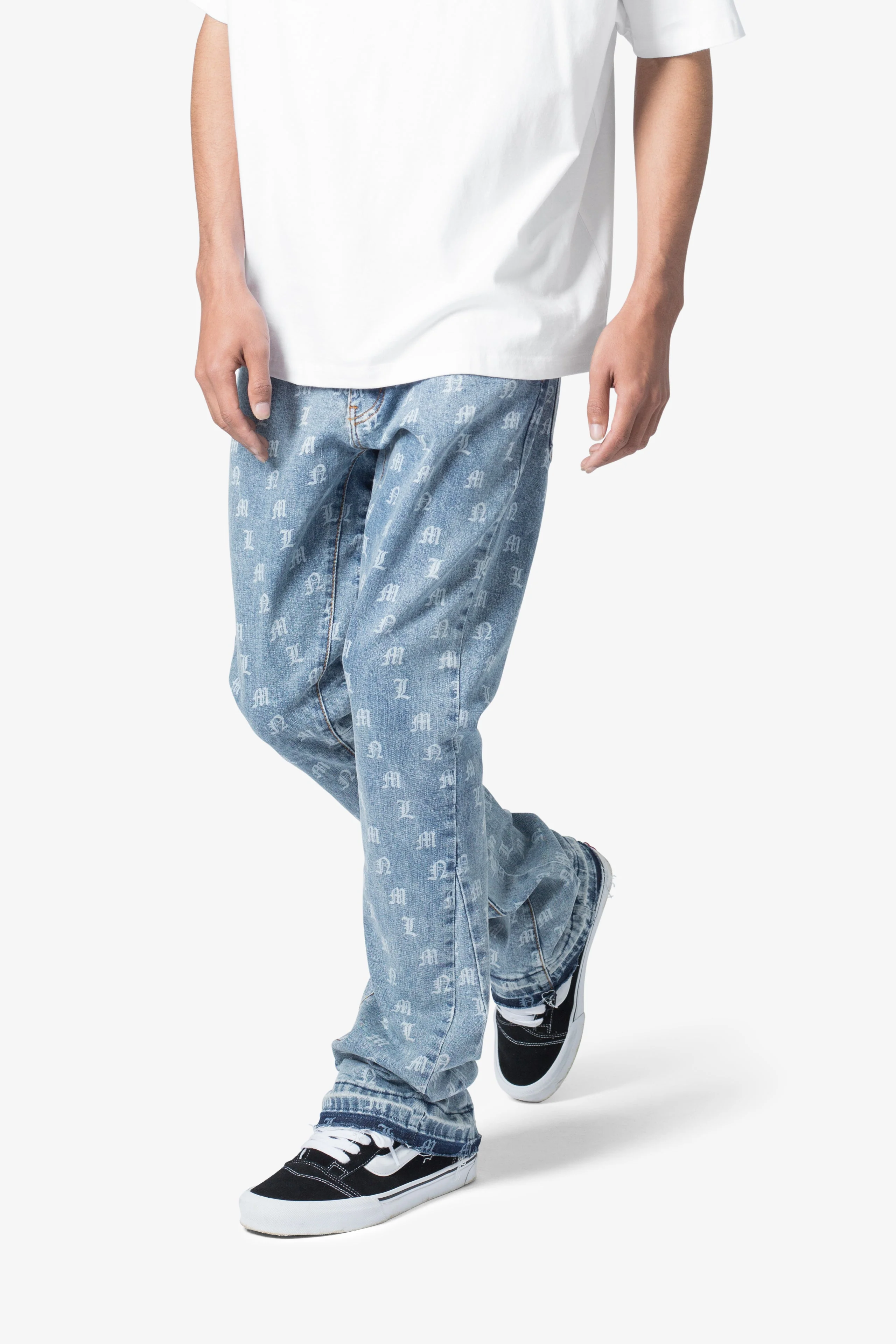 B639 Old English Flare Denim - Medium Blue - Image 6