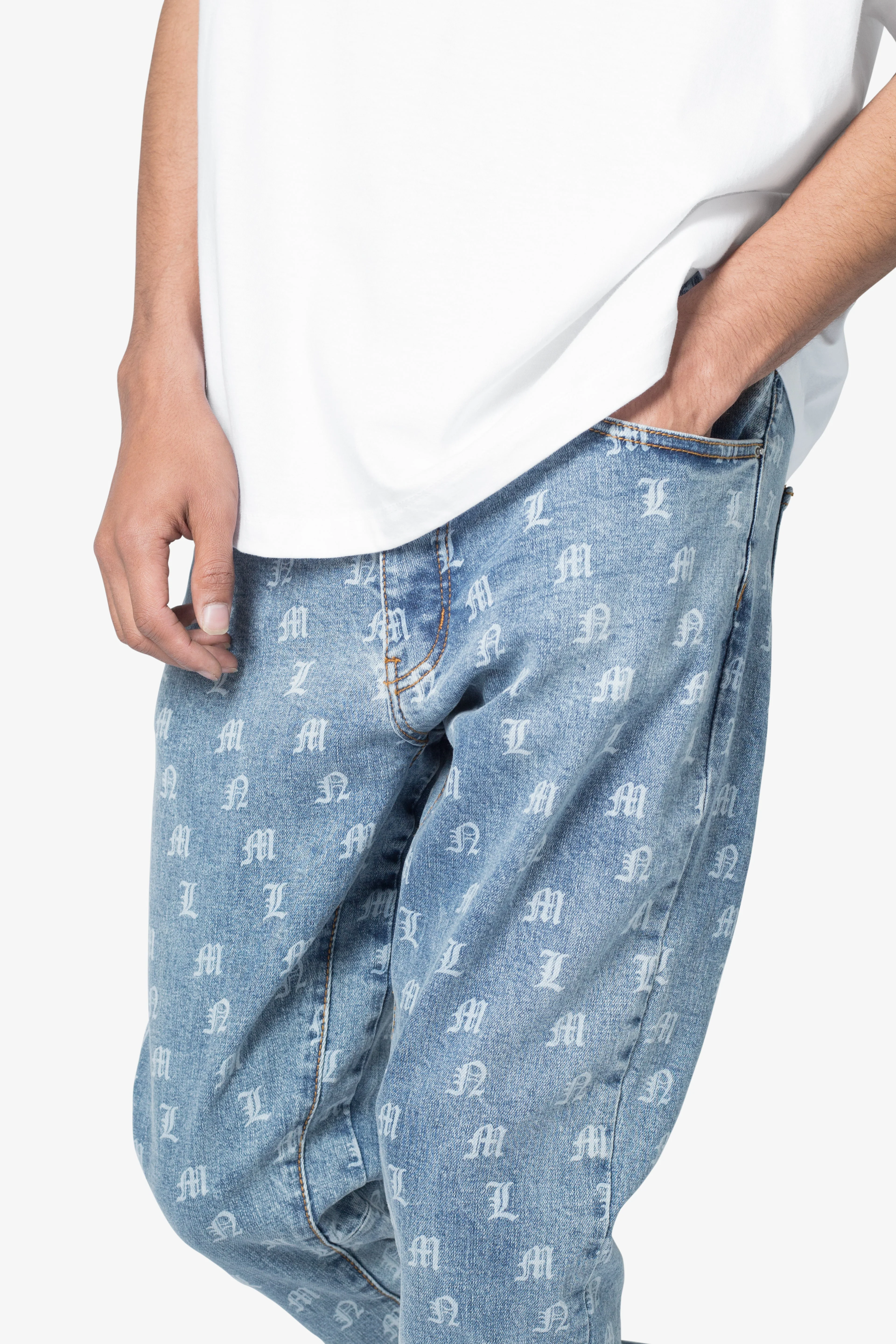 B639 Old English Flare Denim - Medium Blue - Image 7