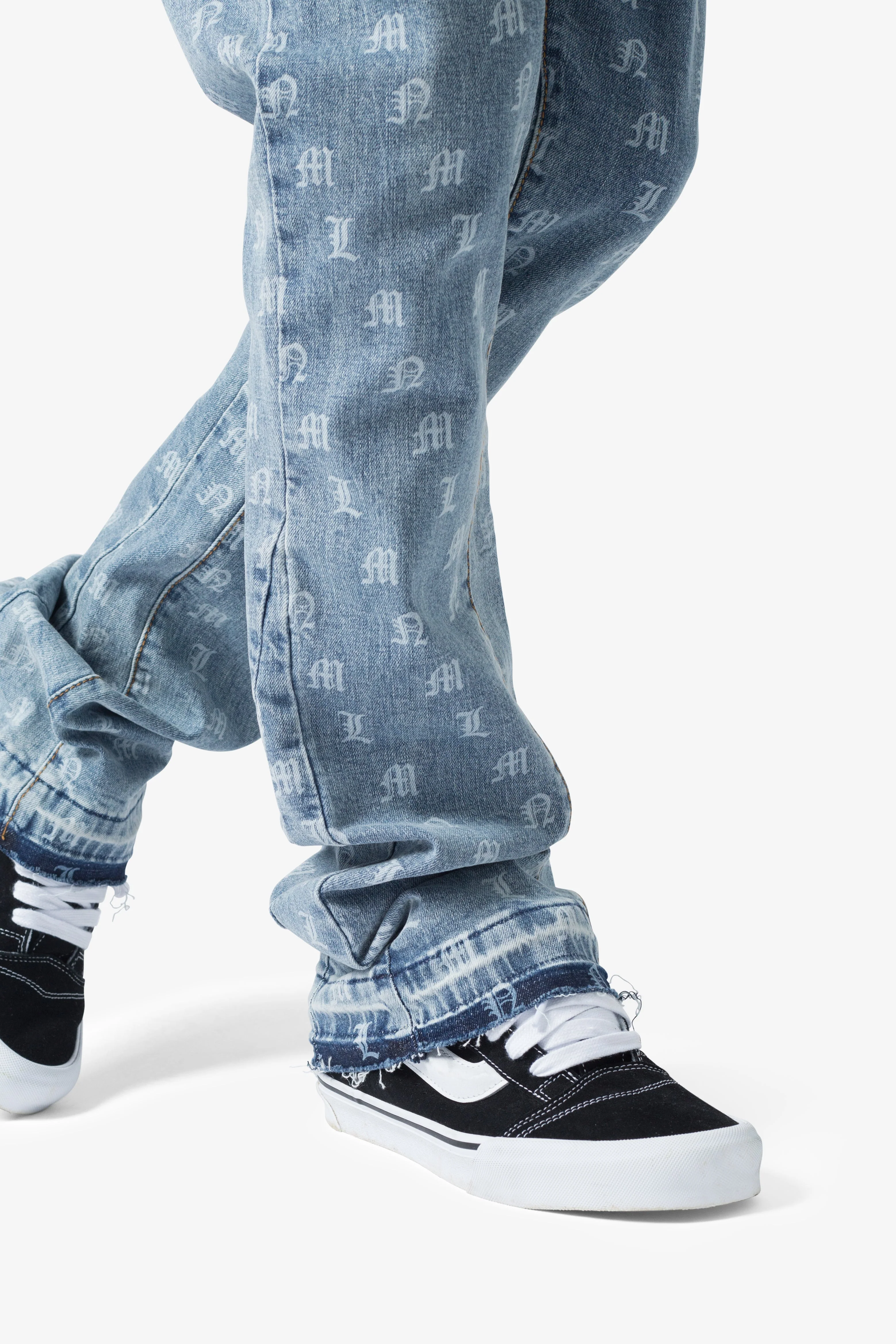 B639 Old English Flare Denim - Medium Blue - Image 9