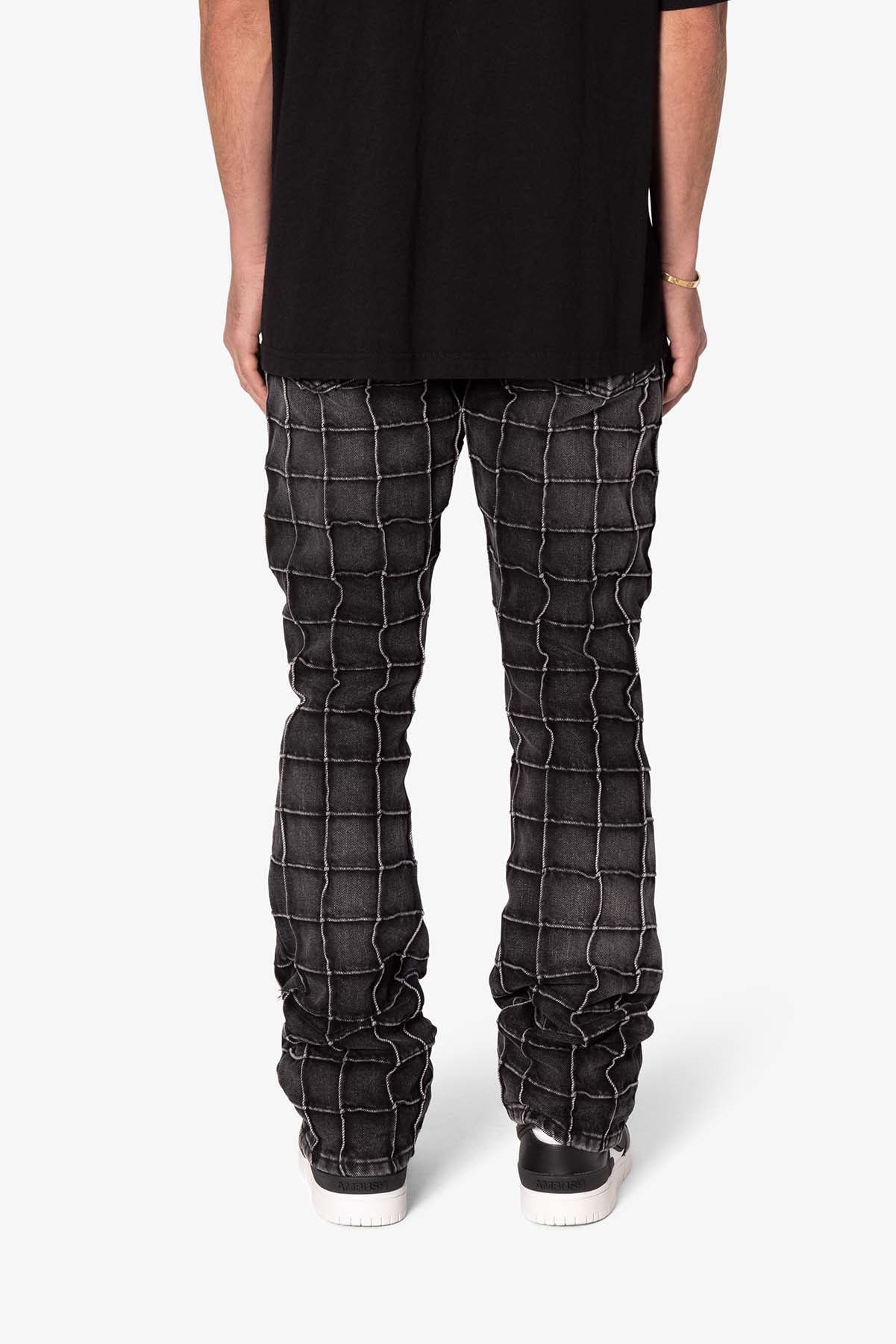 B665 Pleated Square Flare Denim - Black - Image 5