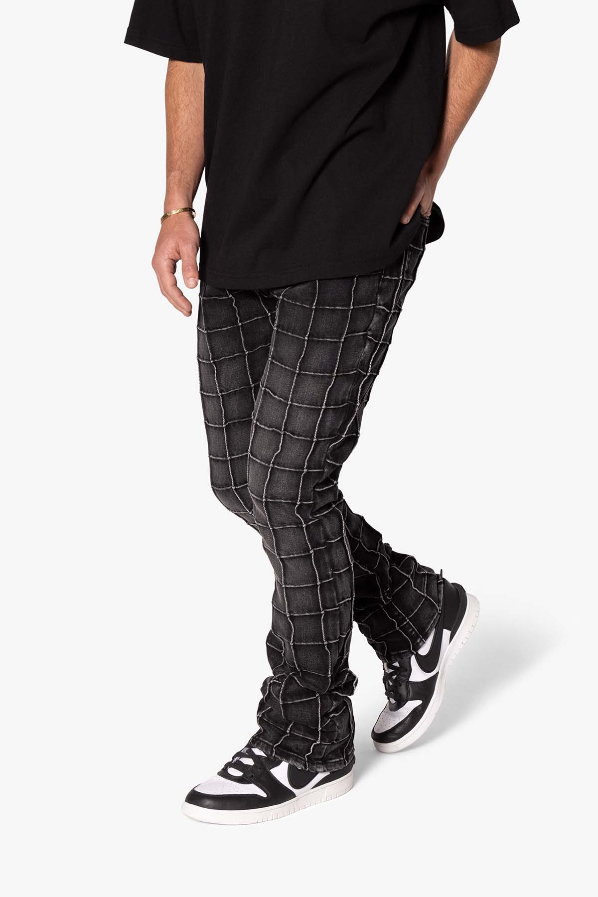 B665 Pleated Square Flare Denim - Black - Image 6