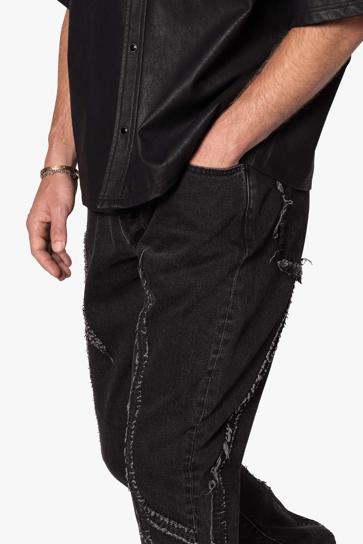B705 Tear and Repair Denim - Black - Image 7