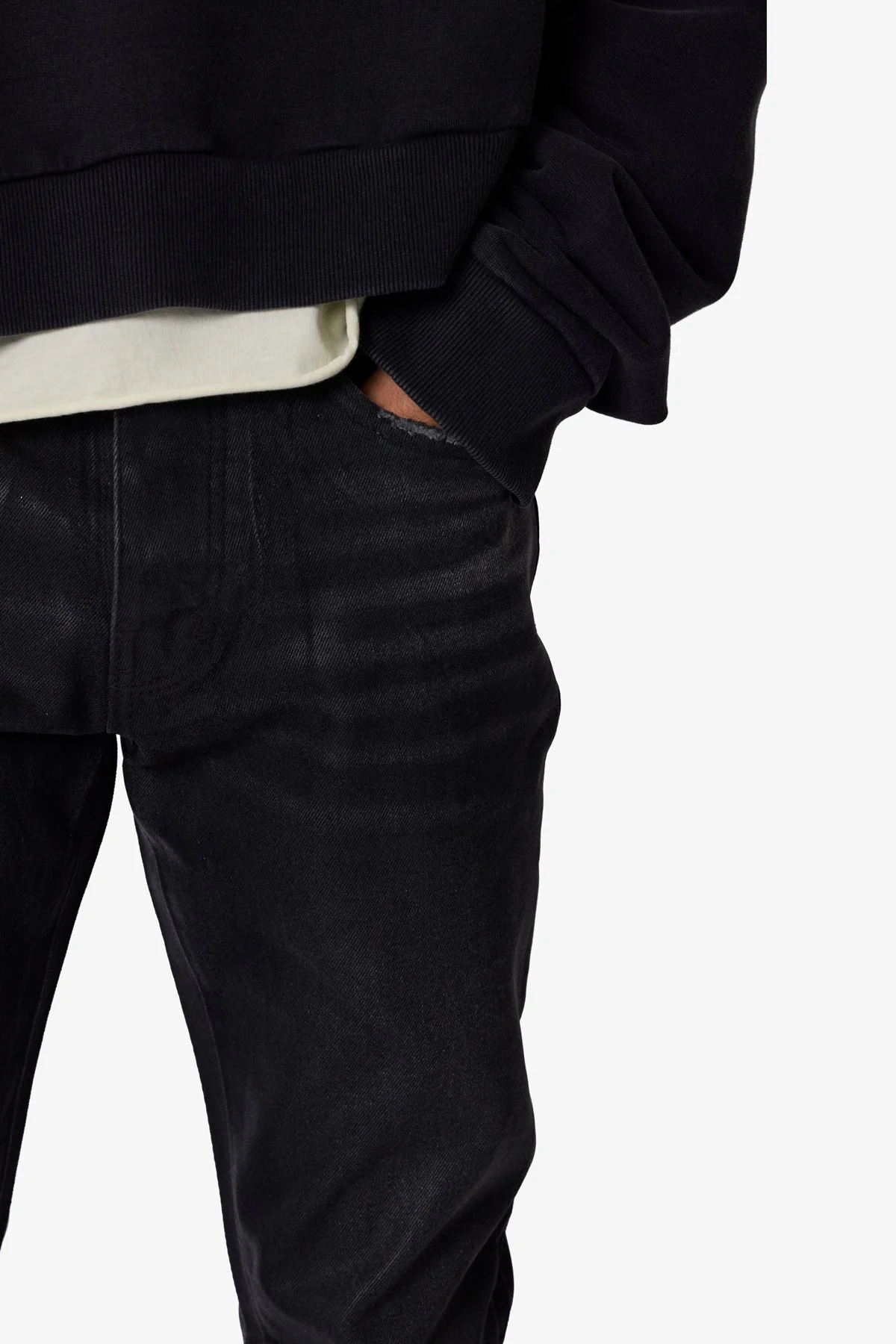 B729 Waxed Denim - Black - Image 7