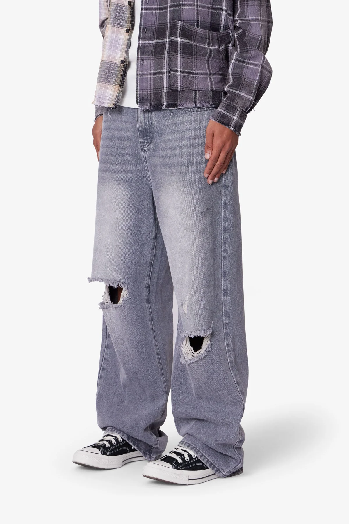 Ultra Baggy Blowout Denim - Washed Grey - Image 3