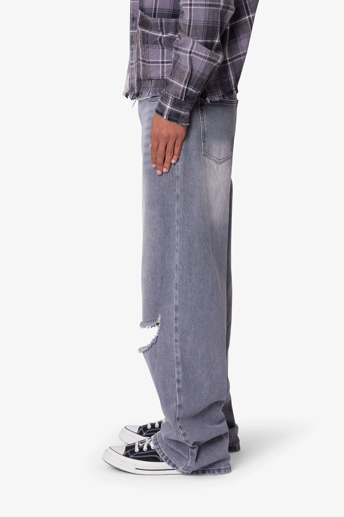 Ultra Baggy Blowout Denim - Washed Grey - Image 4