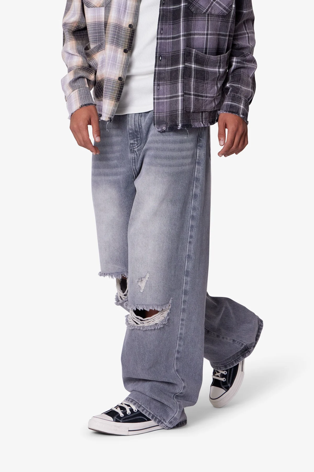 Ultra Baggy Blowout Denim - Washed Grey - Image 6