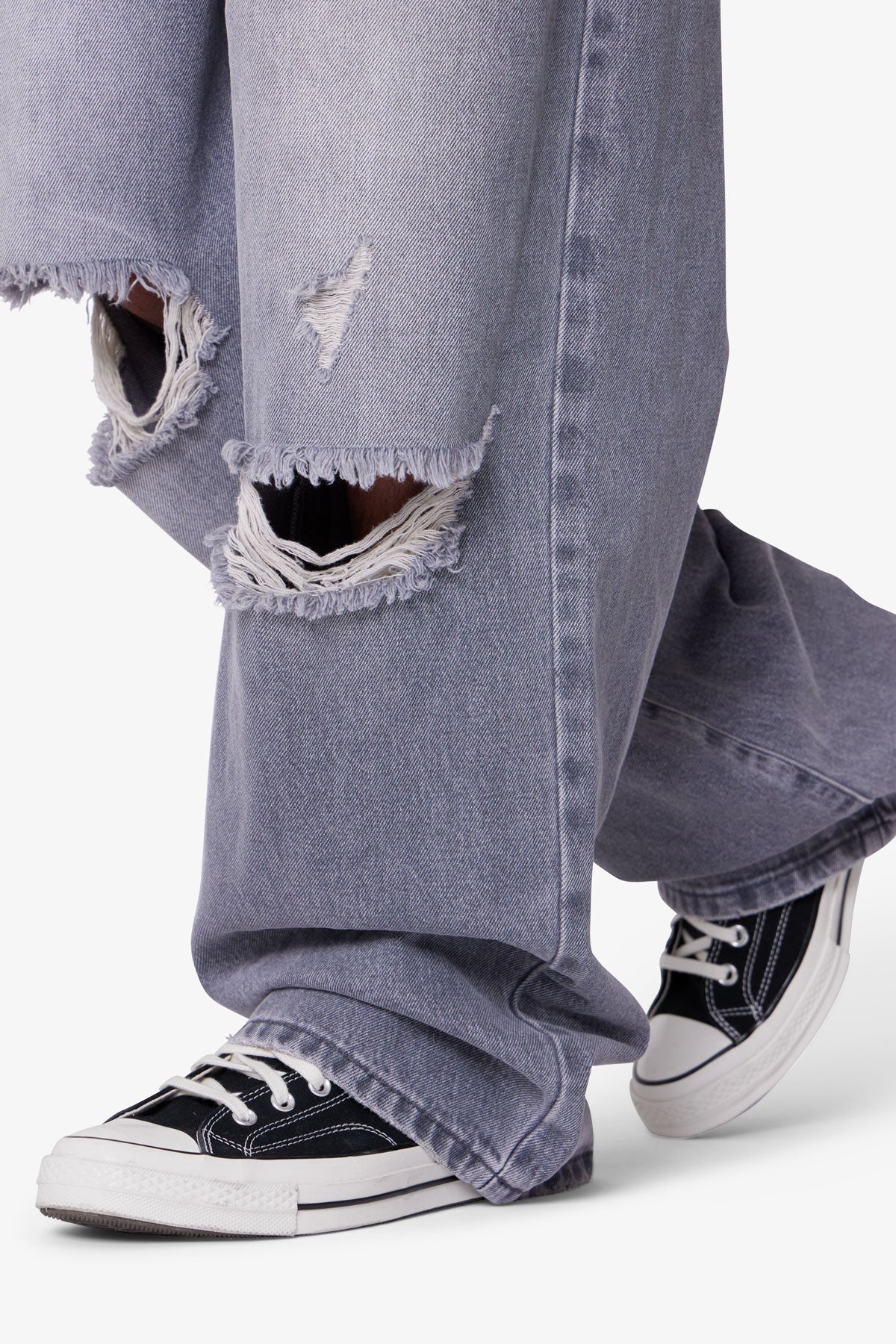 Ultra Baggy Blowout Denim - Washed Grey - Image 9