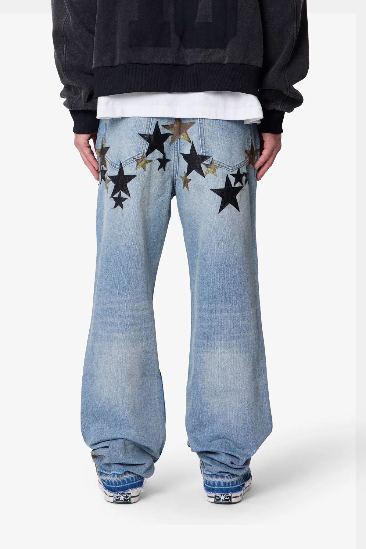 Baggy Camo Star Patch Denim - Medium Blue - Image 5