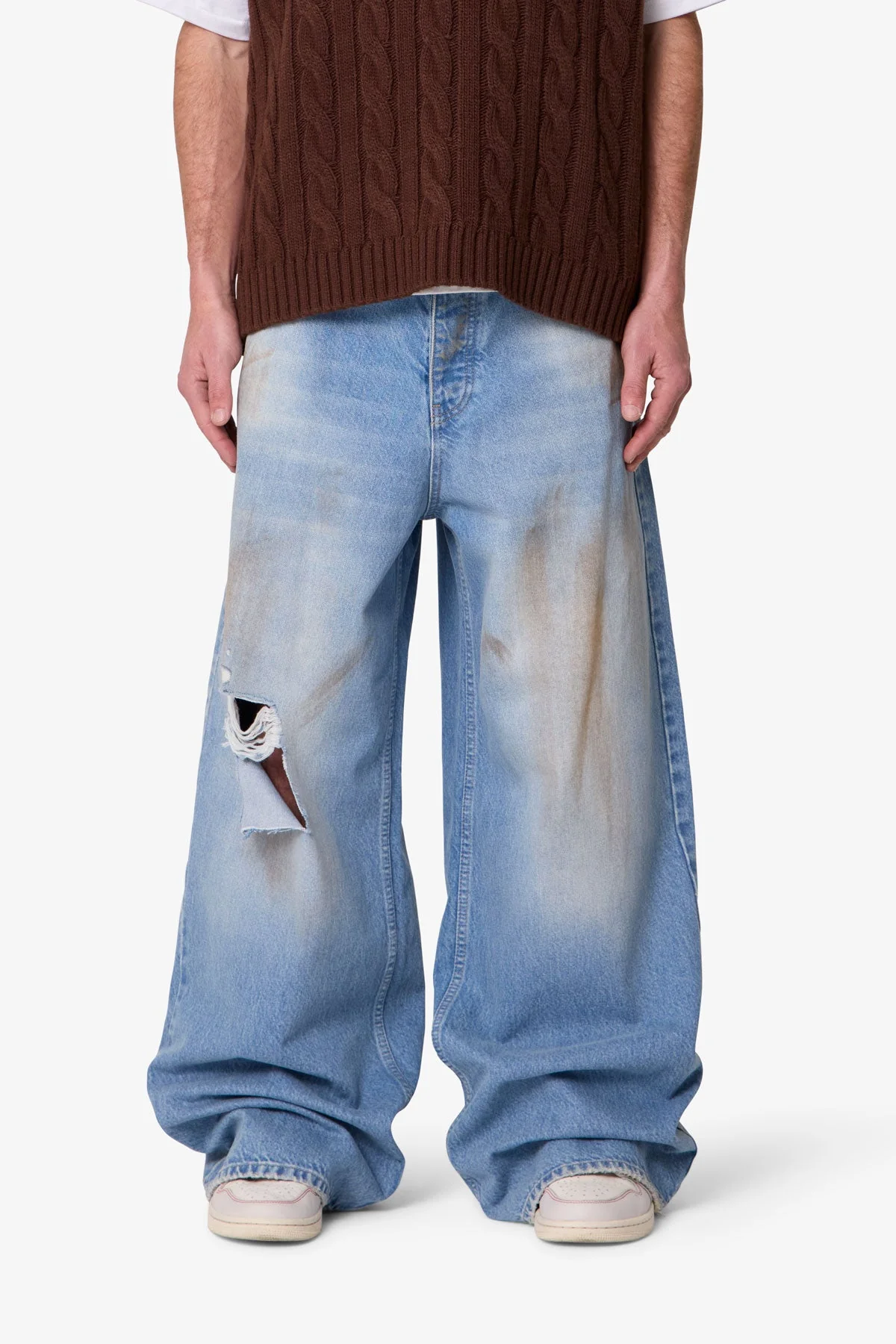 Baggy Distressed Rave Denim - Washed Blue - Image 2