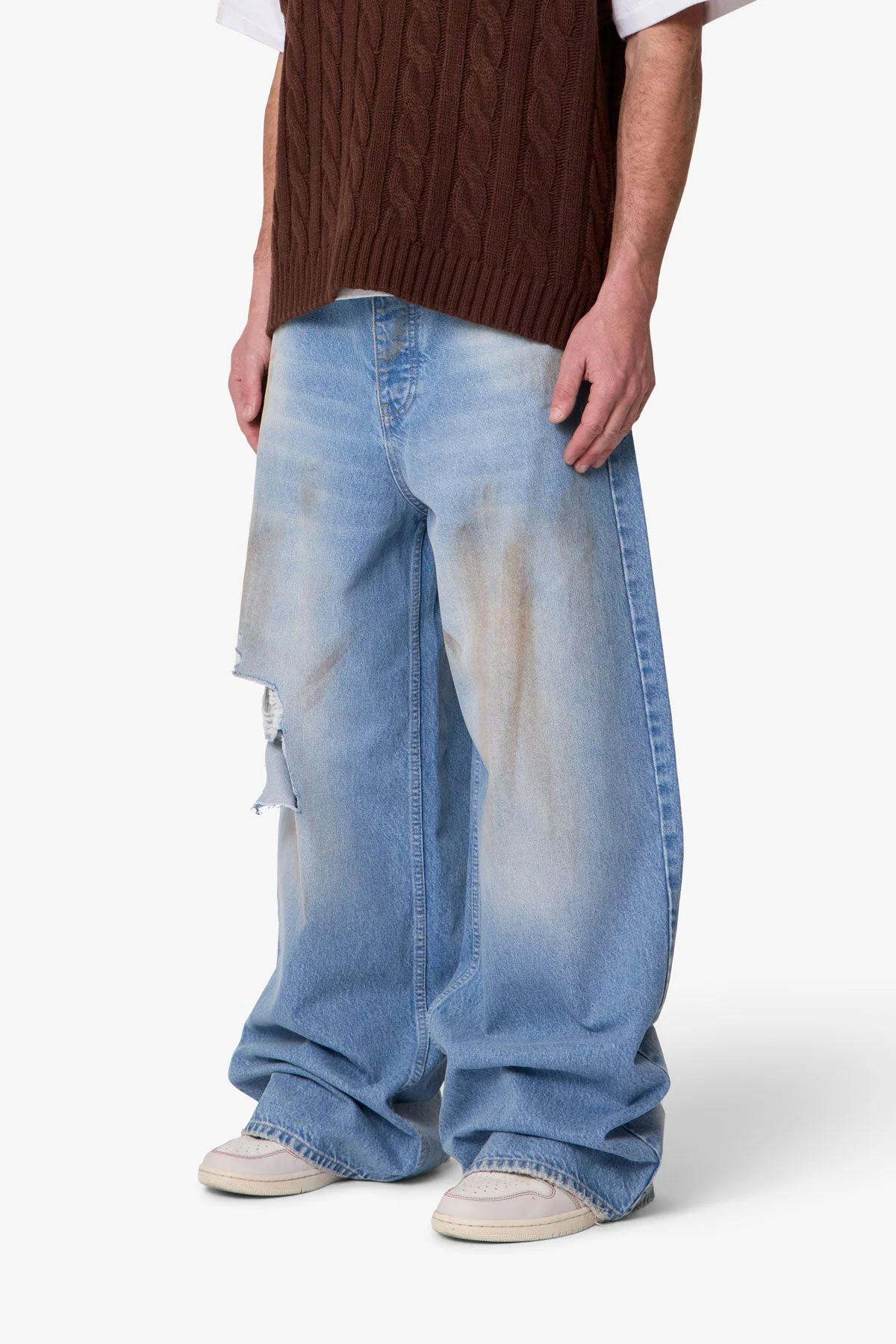 Baggy Distressed Rave Denim - Washed Blue - Image 3