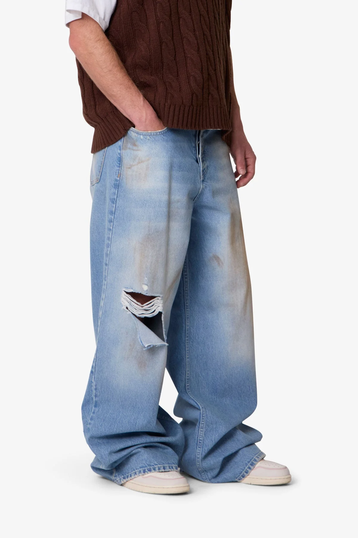 Baggy Distressed Rave Denim - Washed Blue - Image 6