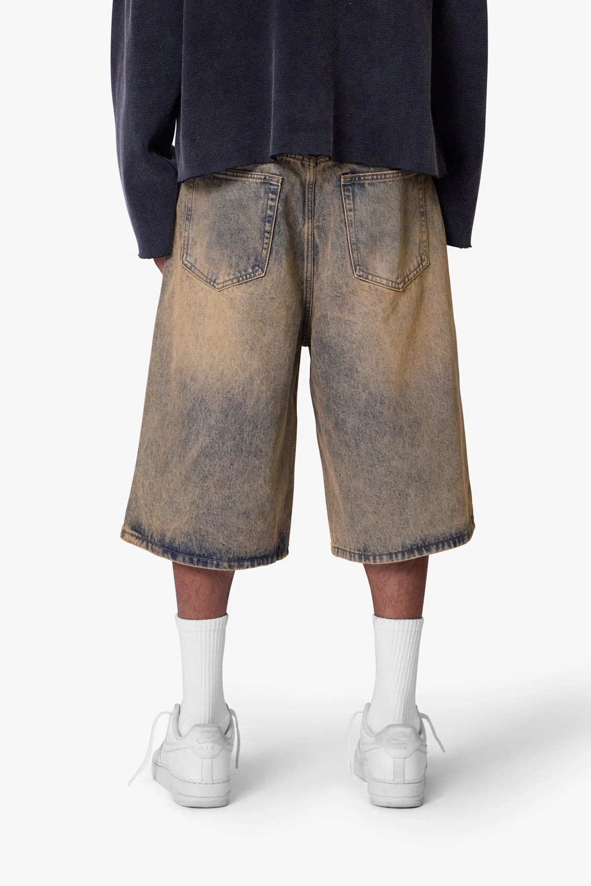 Baggy Dust Stone Denim Shorts - Vintage Blue - Image 5