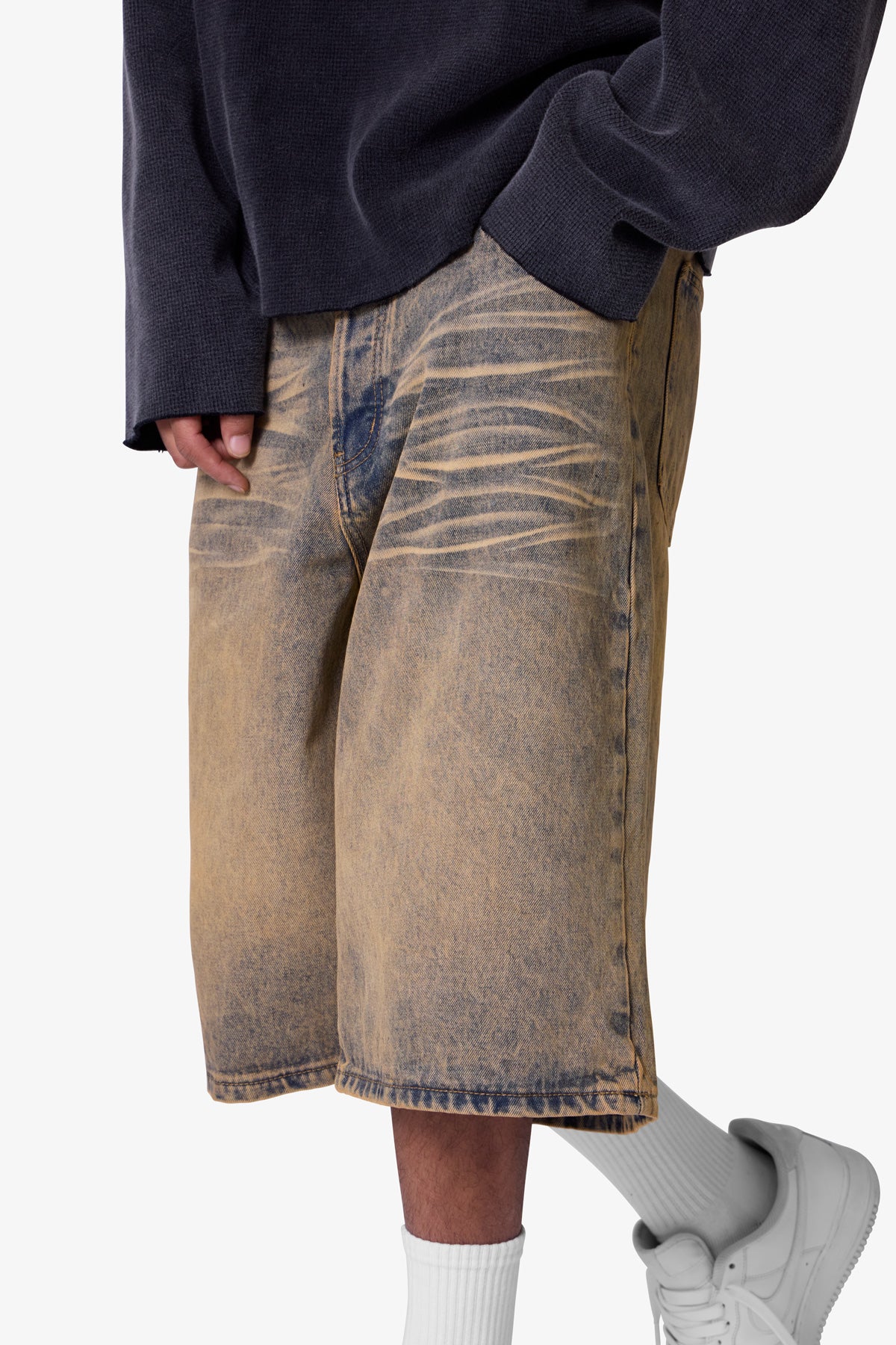Baggy Dust Stone Denim Shorts - Vintage Blue - Image 7