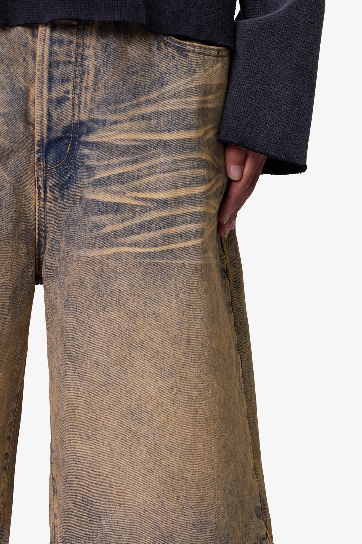 Baggy Dust Stone Denim Shorts - Vintage Blue - Image 8