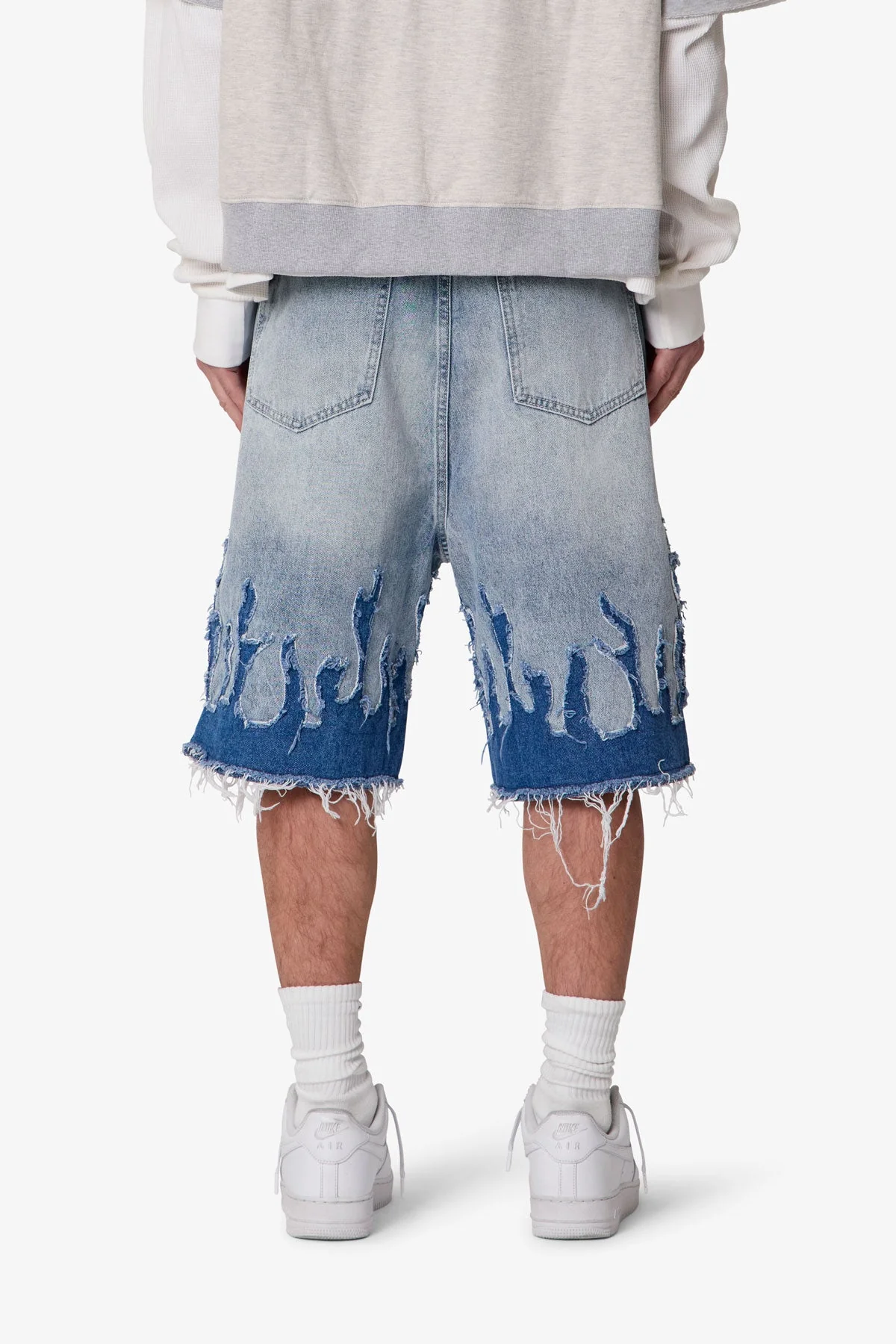 Baggy Flame Denim Shorts - Blue - Image 5