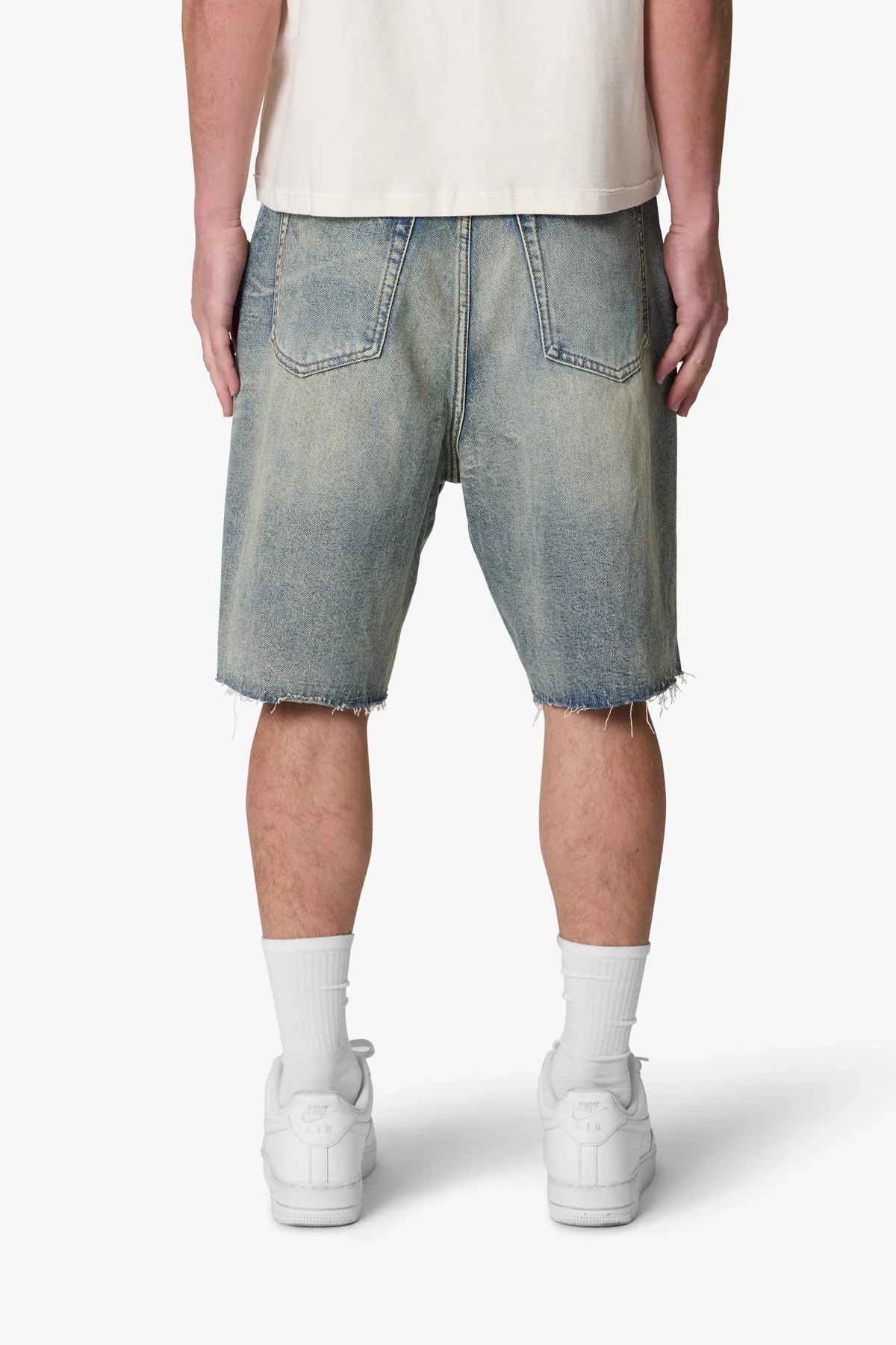 Baggy Ripped Denim Shorts - Vintage Blue - Image 5